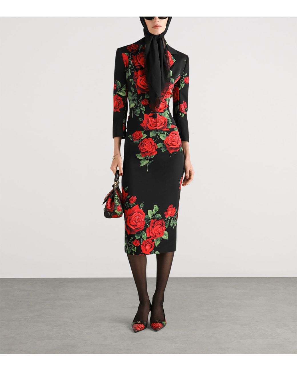 Dolce & Gabbana Red Silk-Blend Floral Print Blazer