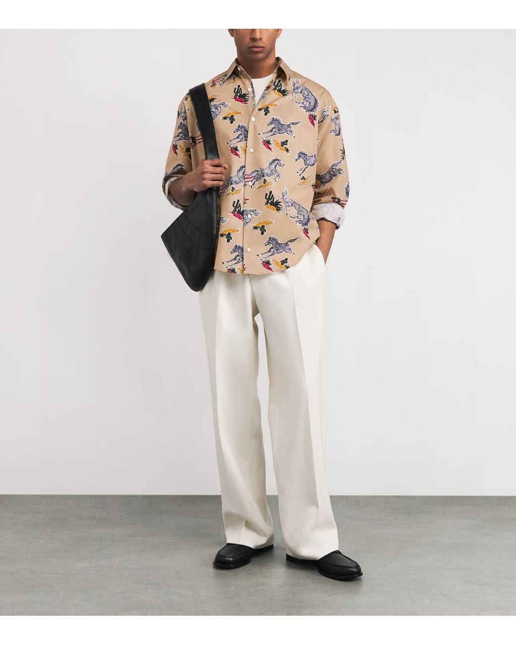 AMI Natural Cotton Horse Print Shirt for men