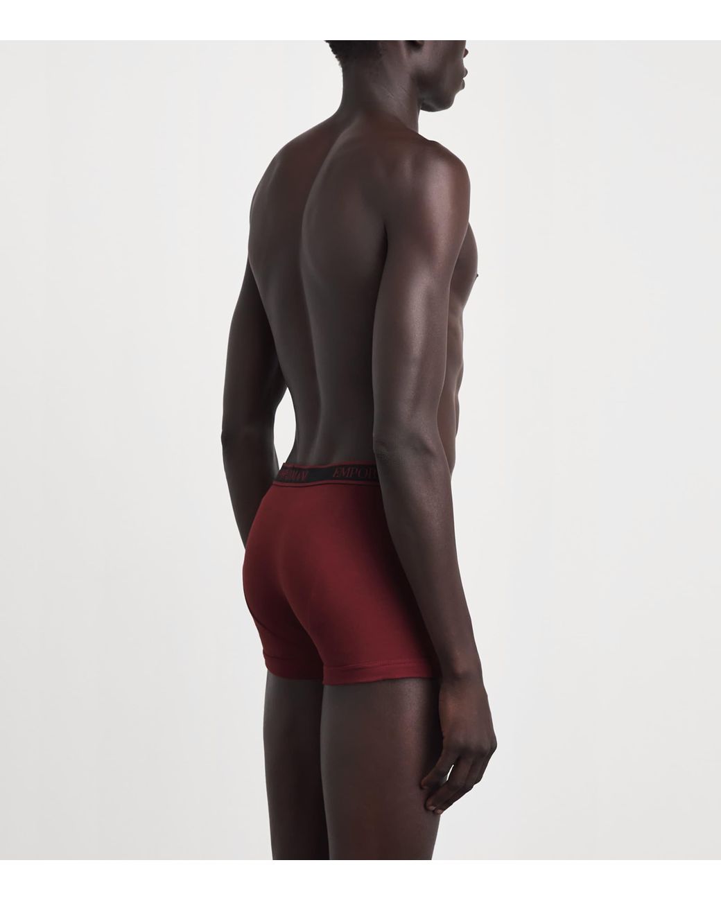 Emporio Armani Red Stretch-Cotton Logo Trunks for men