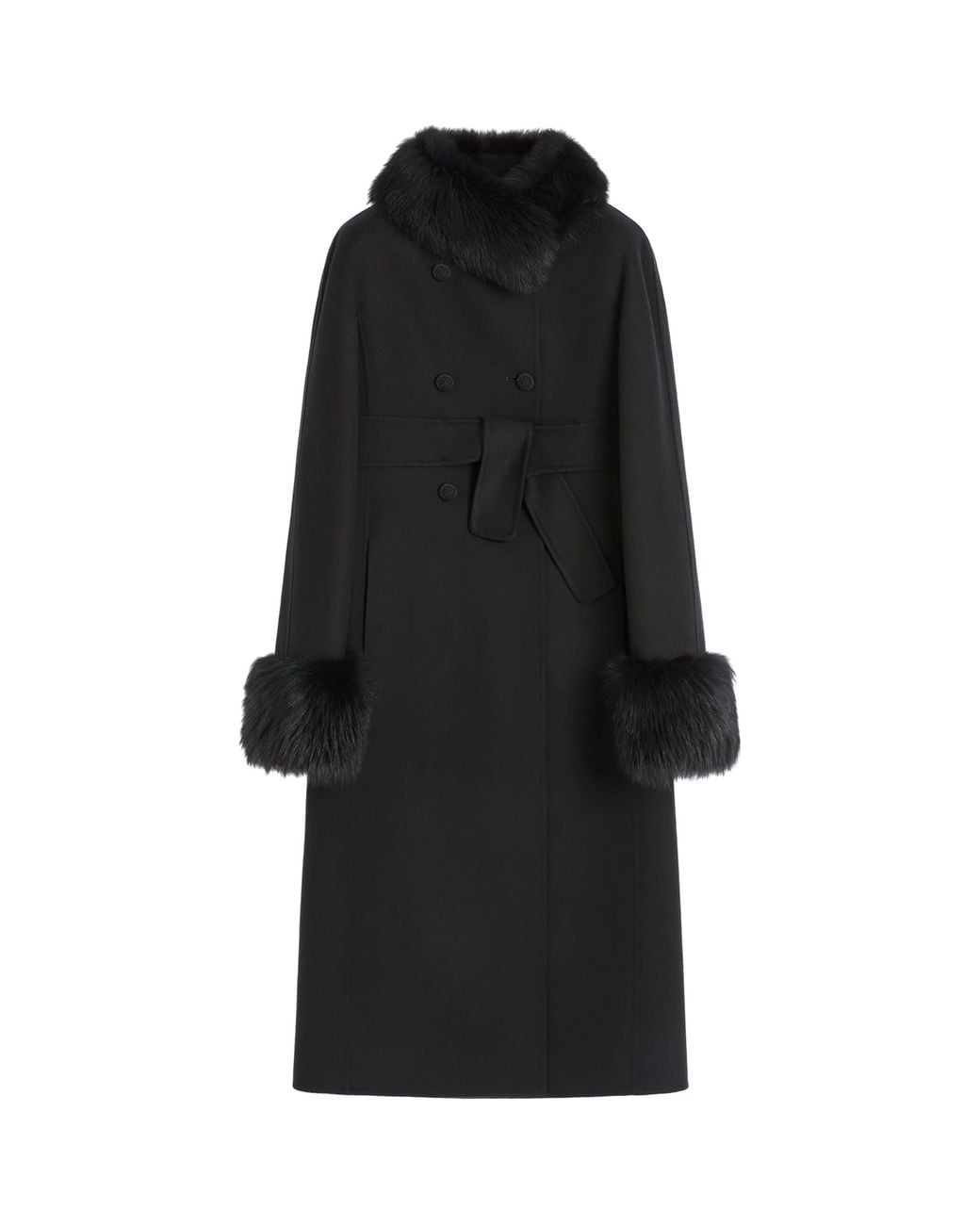 Valentino Black Virgin Wool-Cashmere Belted Coat