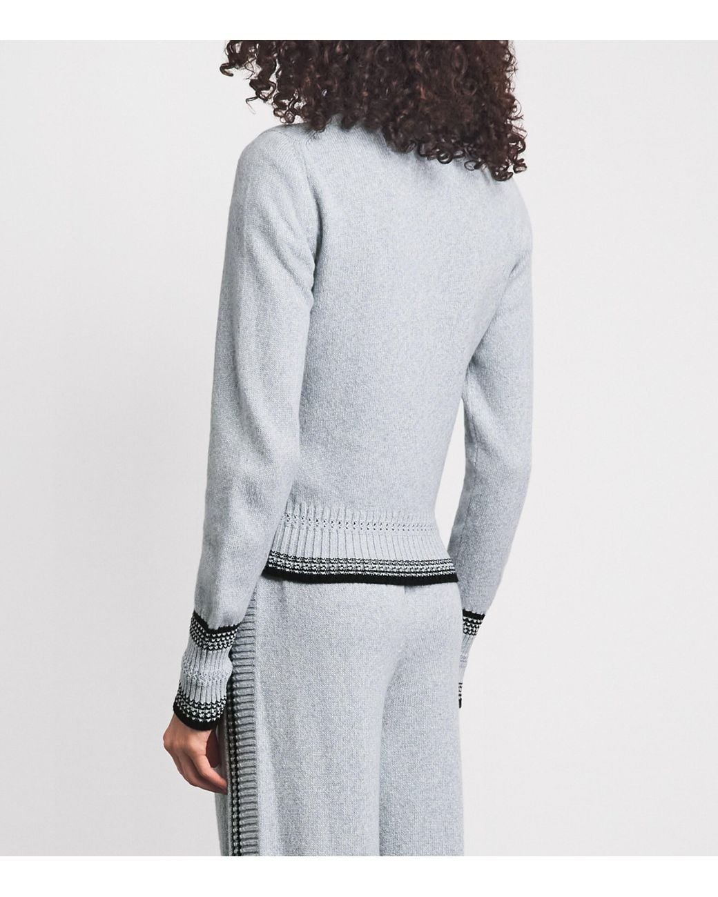 Barrie Blue Mottled Cashmere Zip-Up Cardigan