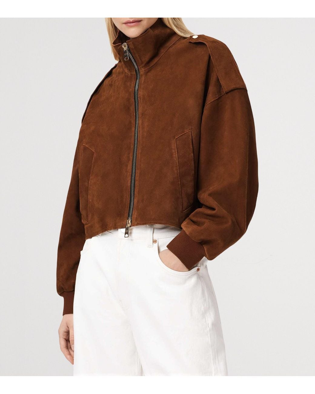 AllSaints Brown Suede Lowden Jacket