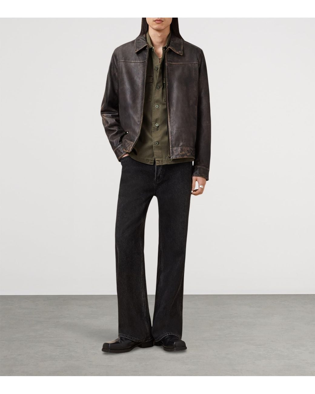 AllSaints Green Cotton Spotter Overshirt for men