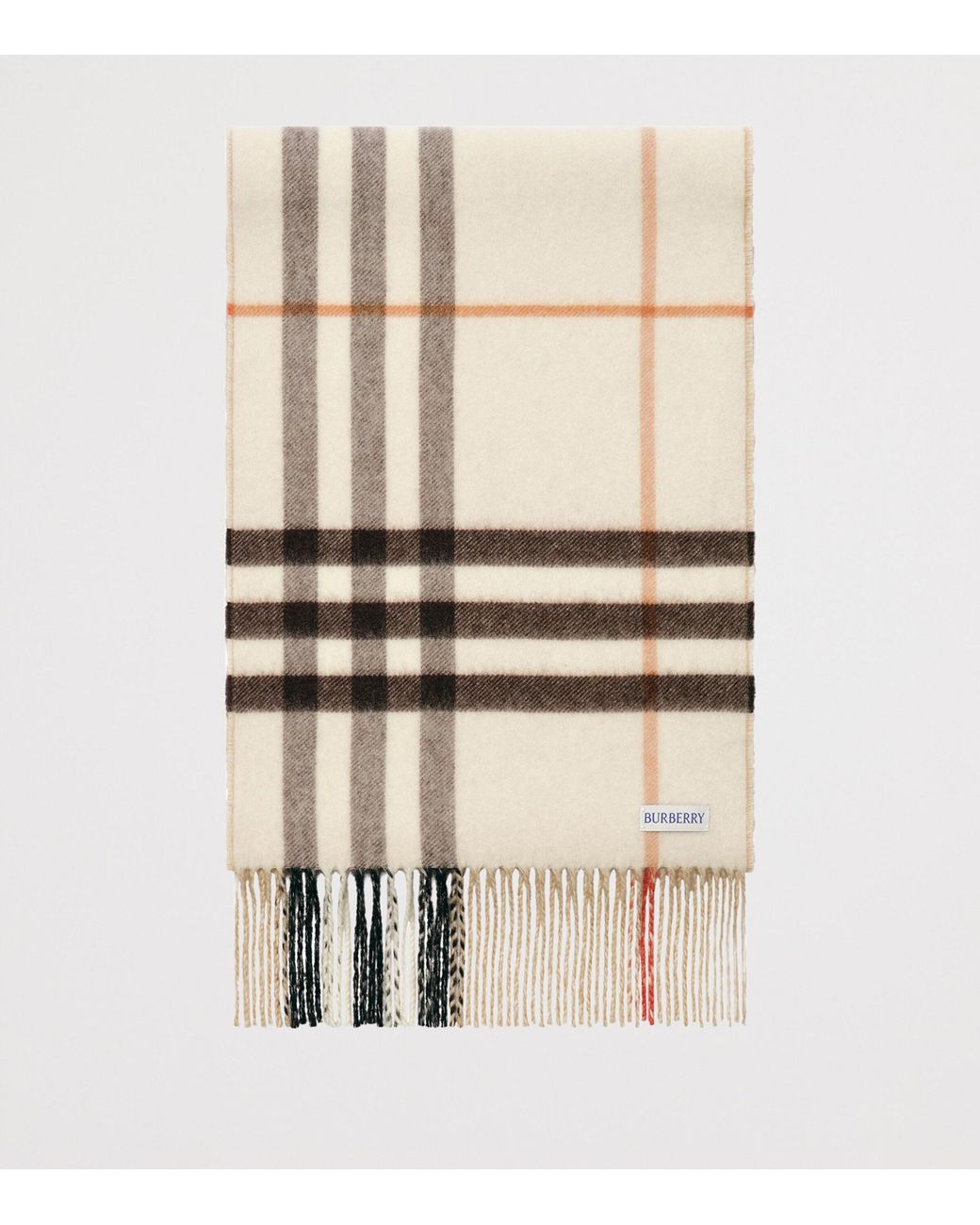 Burberry Natural Cashmere Reversible Check Scarf