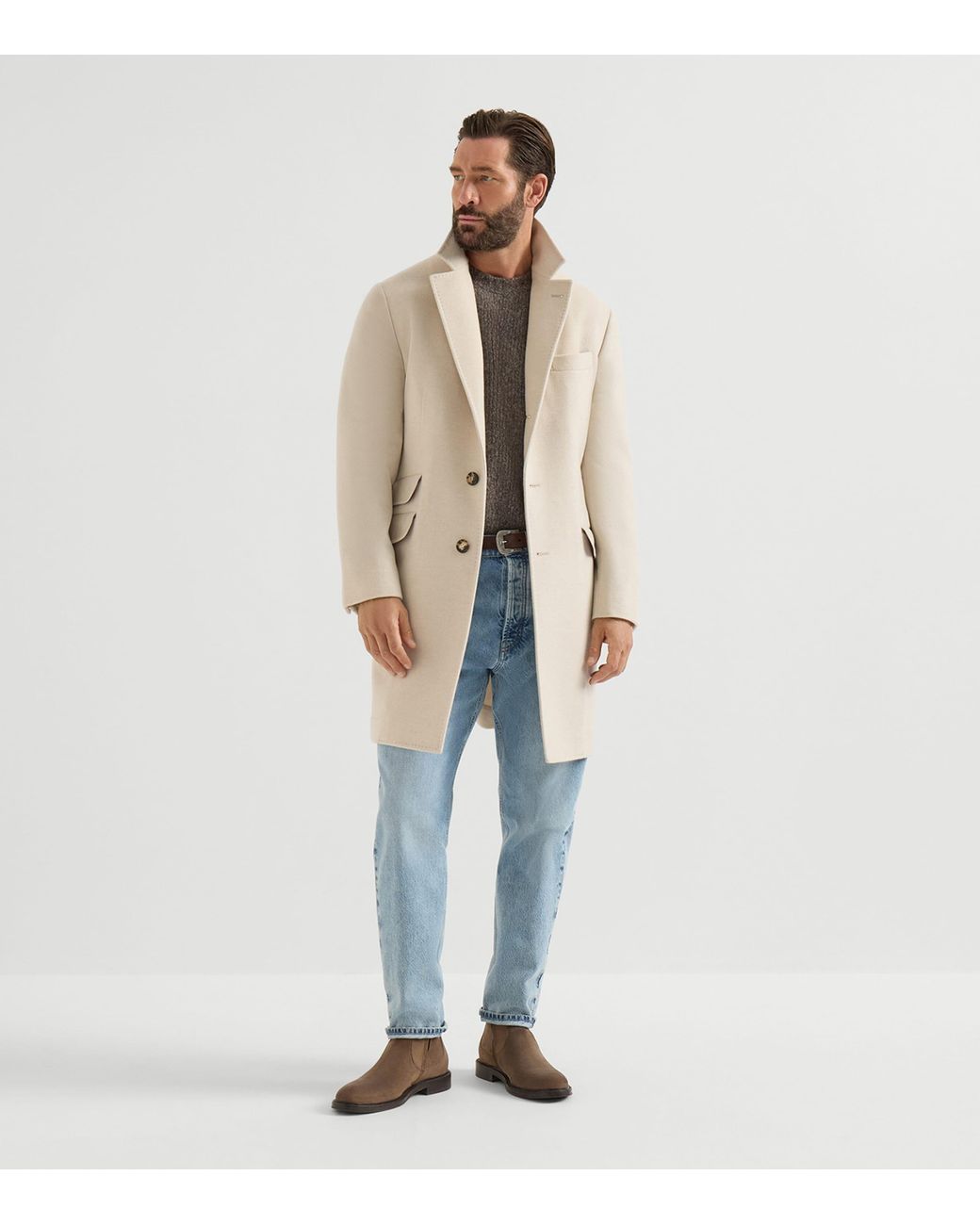 Brunello Cucinelli Brown Cashmere-Silk Sweater for men