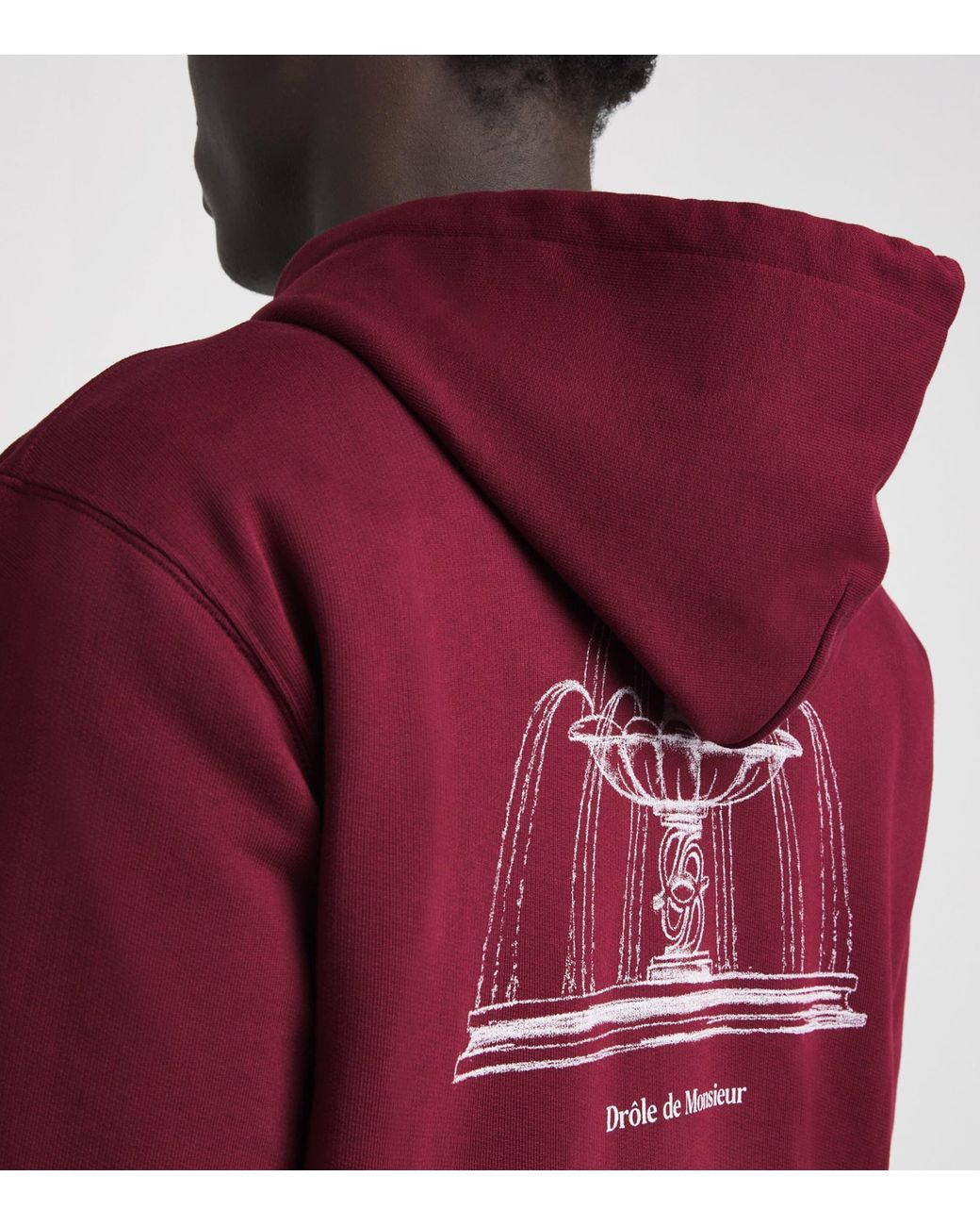 Drole de Monsieur Red Cotton Fountain Hoodie for men