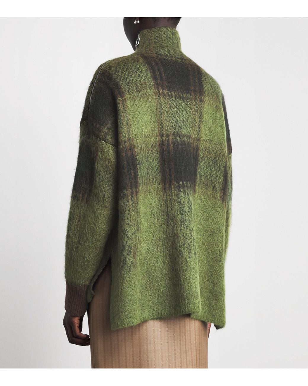 MAX&Co. Green Knitted Jacquard Zip-Detail Sweater