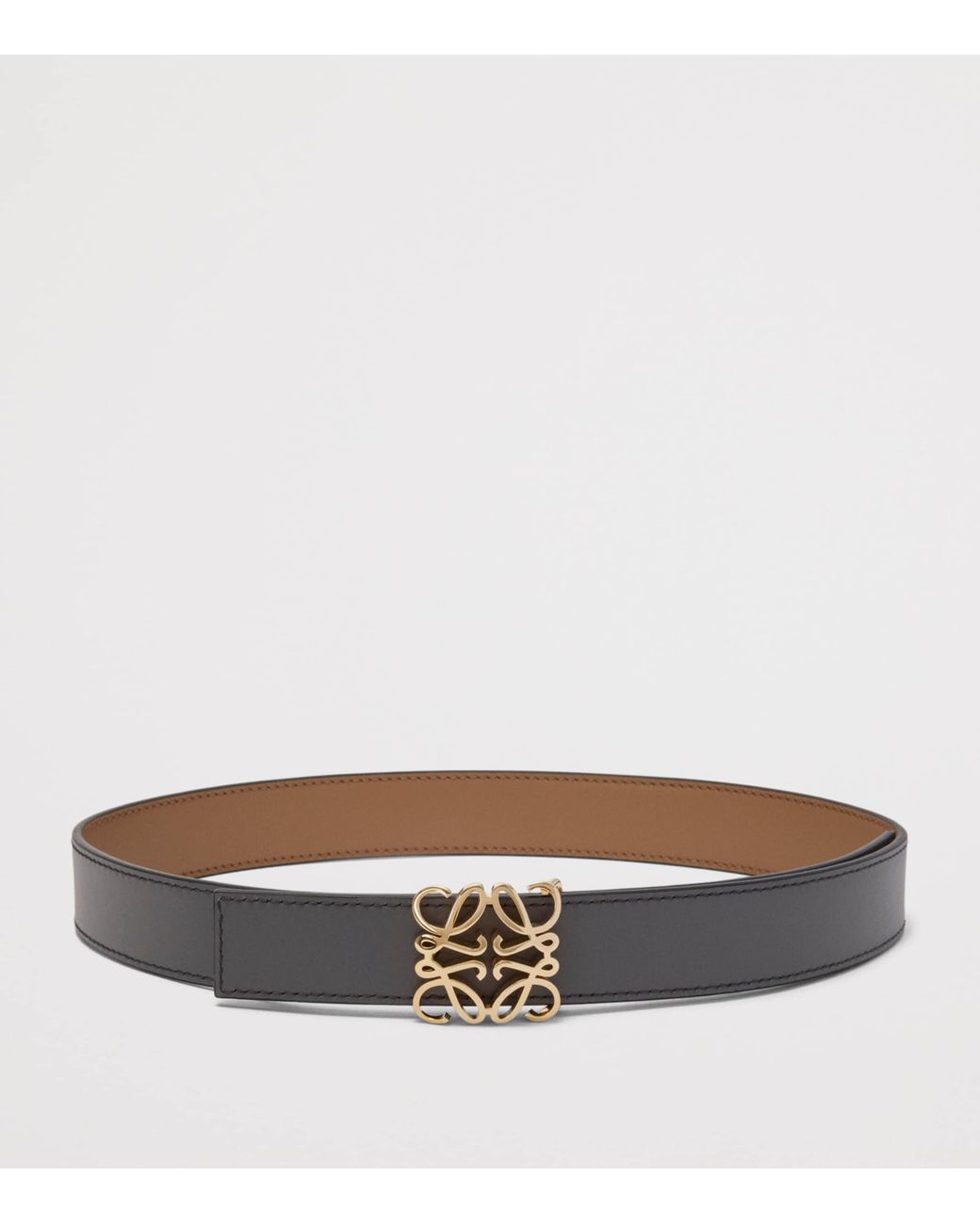 Loewe Brown Leather Reversible Anagram Bombé Belt