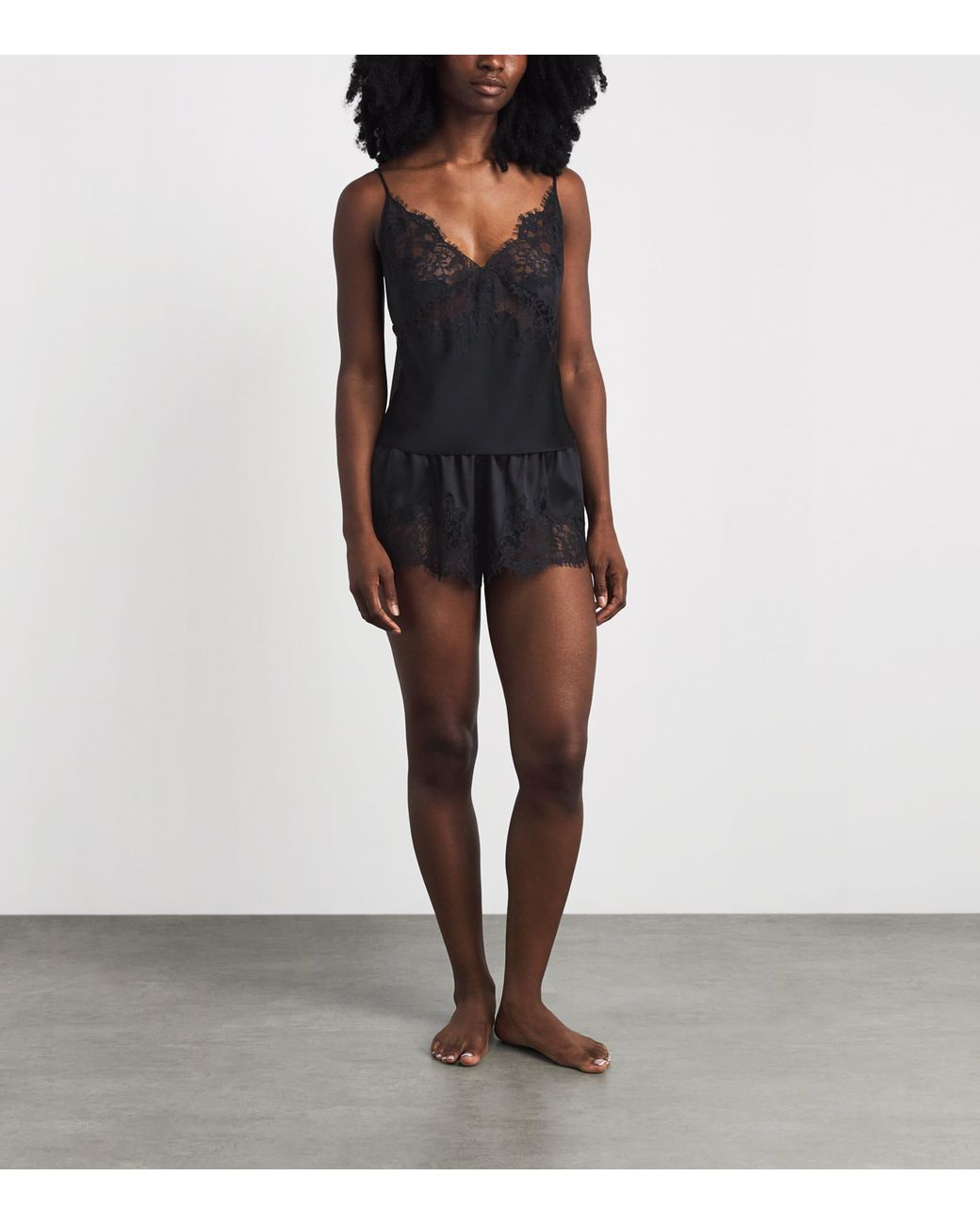 Skims Black Silk-Lace Cami Top