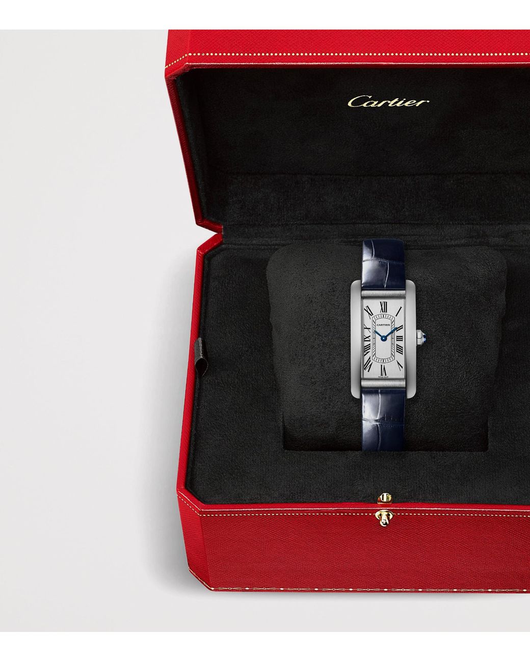 Cartier Blue Small Stainless Steel Tank Américaine Watch