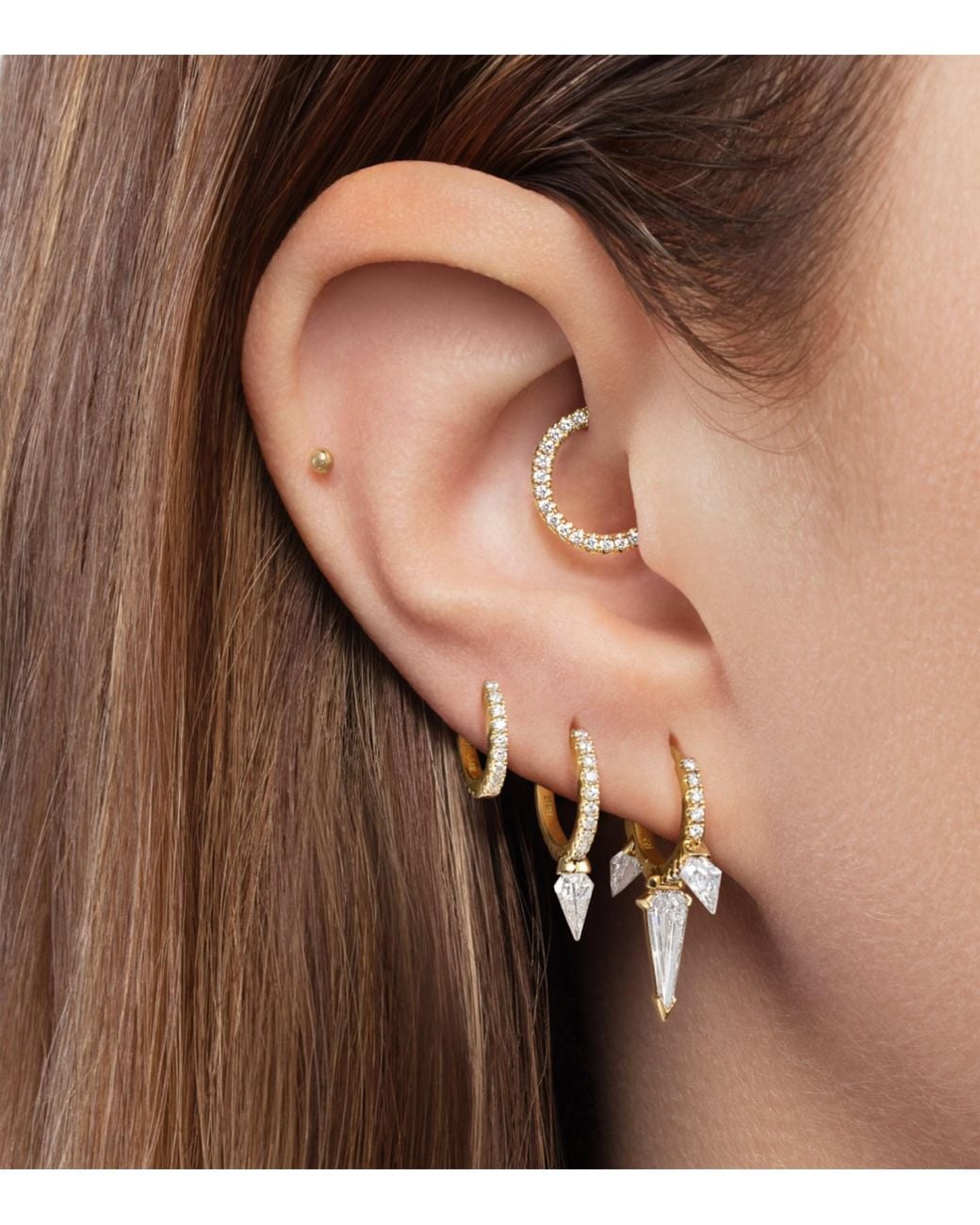 Maria Tash Metallic Diamond Horizontal Eternity Single Hoop Earring