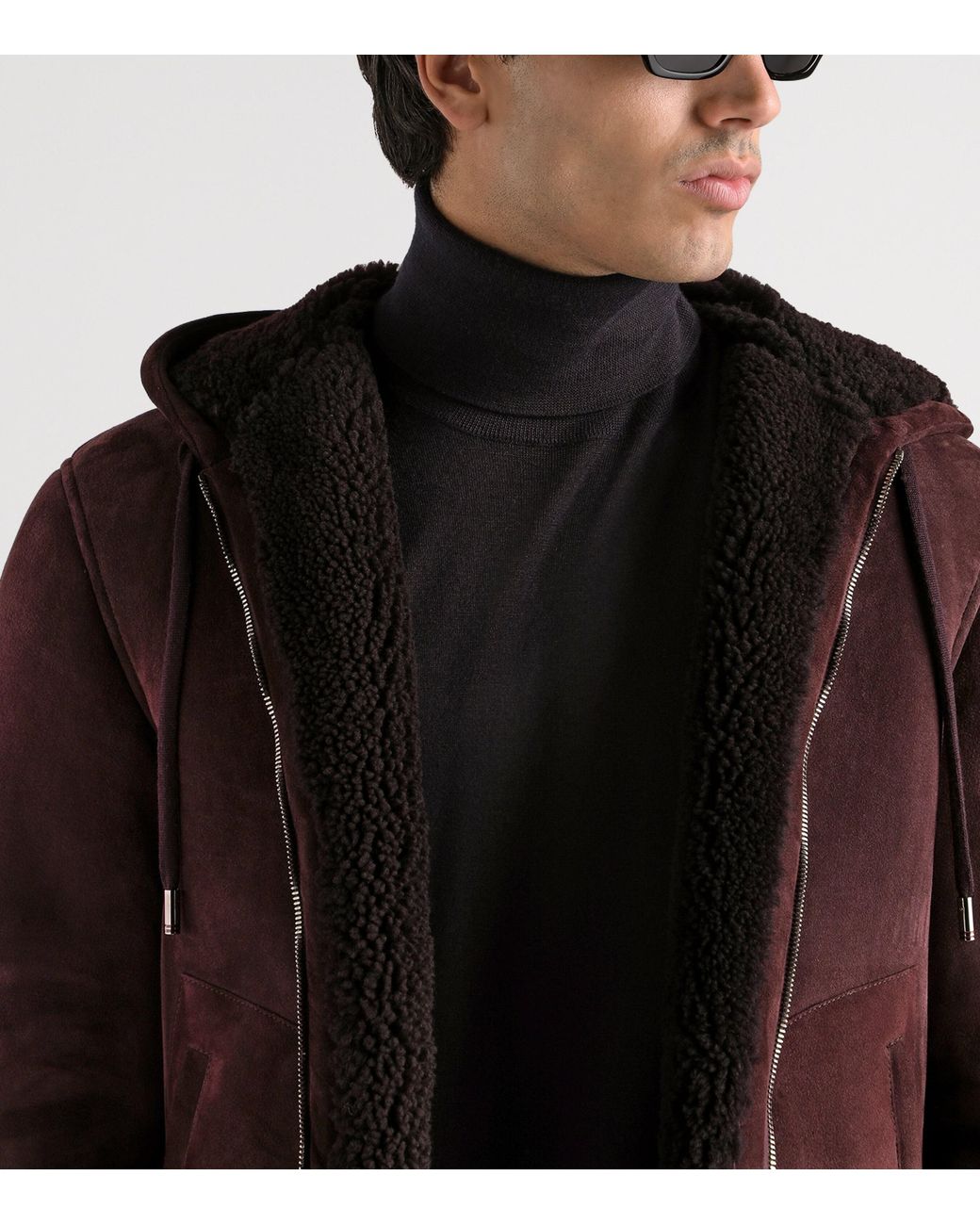 Dolce & Gabbana Brown Suede Fleece Hooded Jacket for men