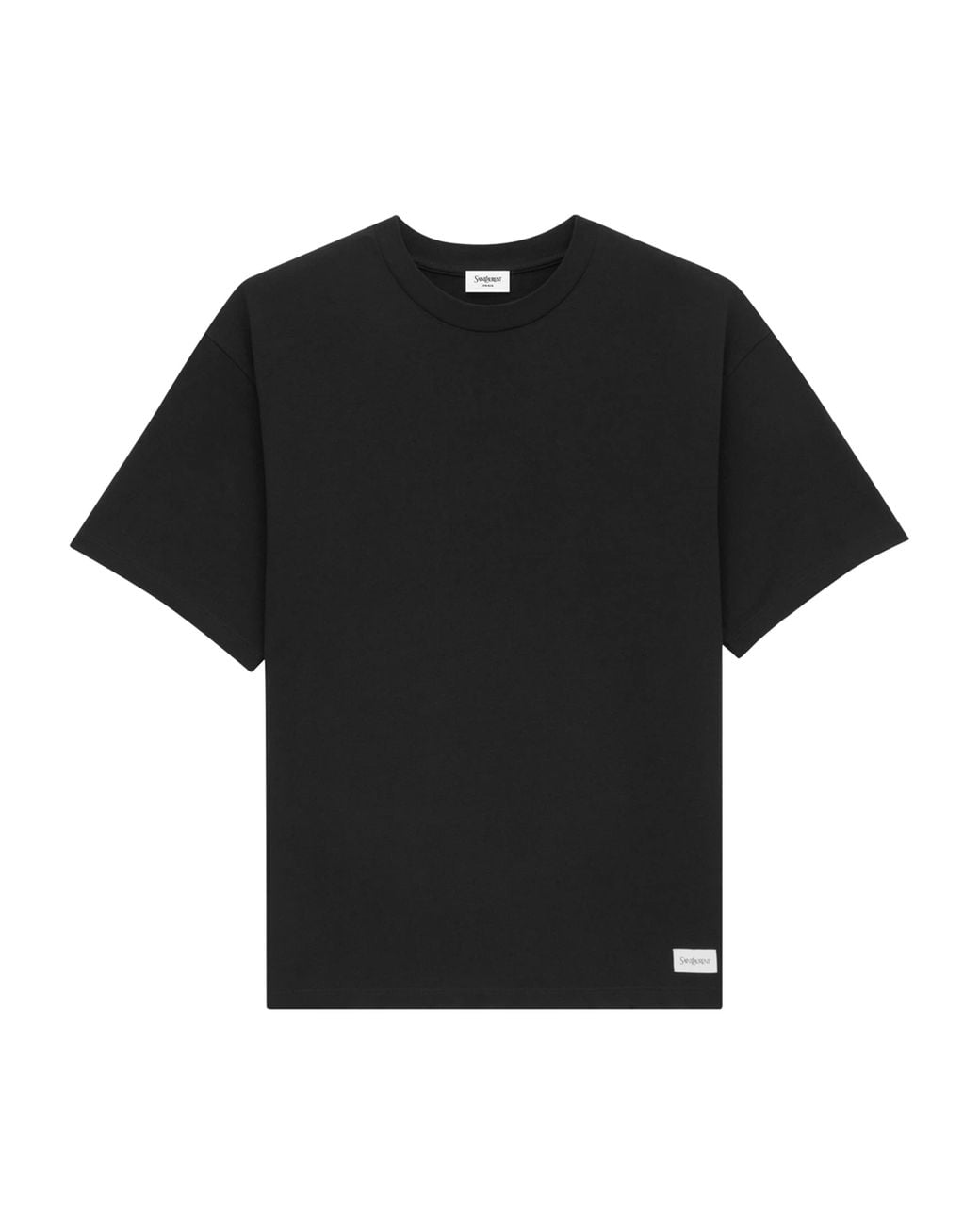 Saint Laurent Black Cotton-Blend Logo-Patch T-Shirt for men