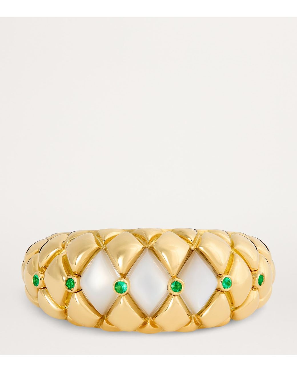 L'Atelier Nawbar Metallic Diamond And Emerald Bond Street Curve Ring