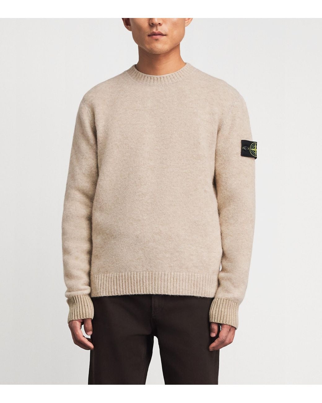 Stone Island Natural Knitted Crew-Neck Sweater for men