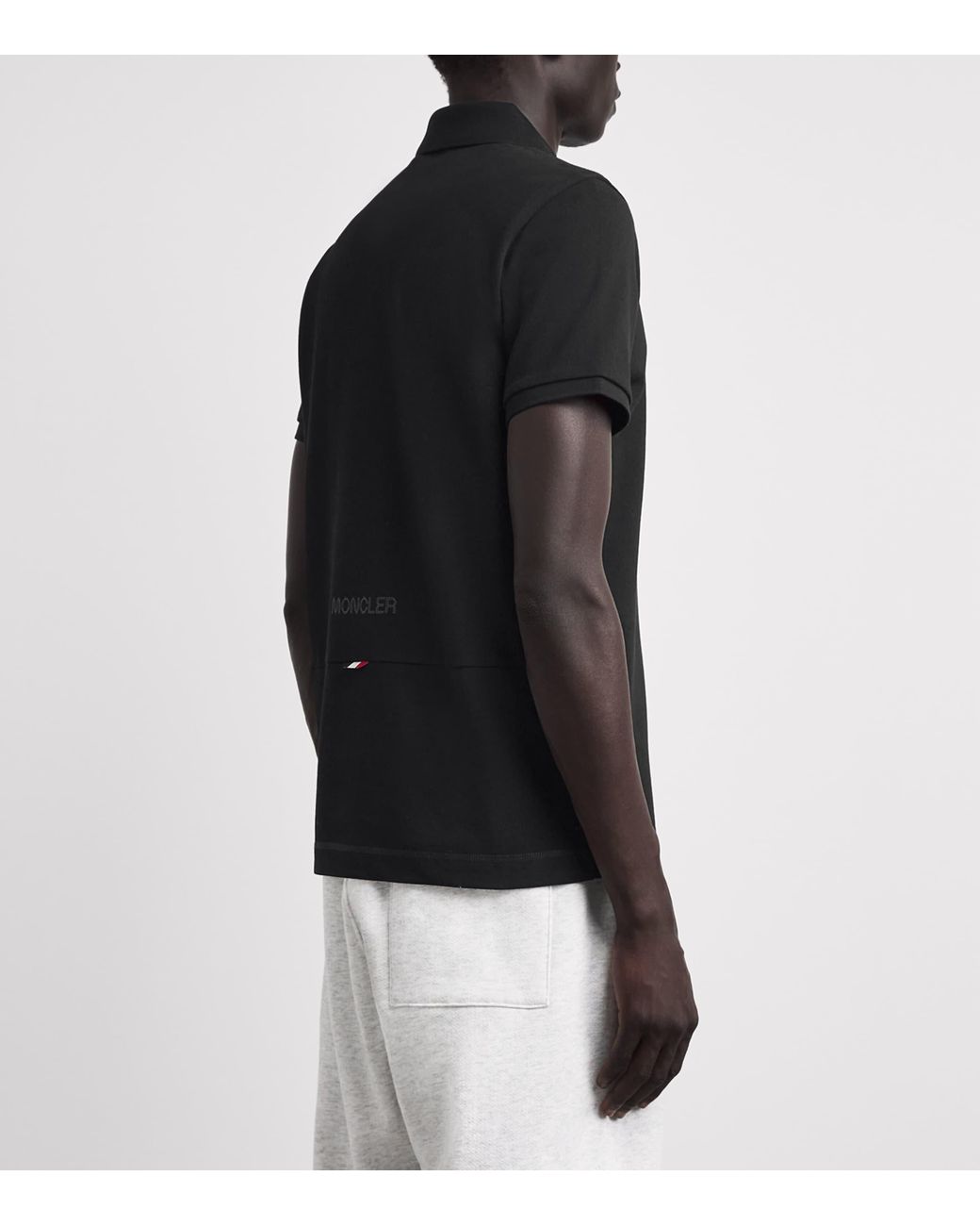 Moncler Black Cotton Logo Polo Shirt for men