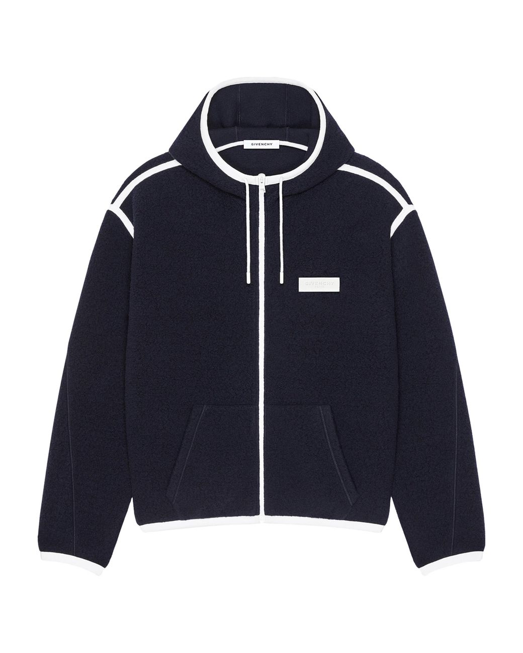 Givenchy Blue Wool Zip-Up Hoodie for men