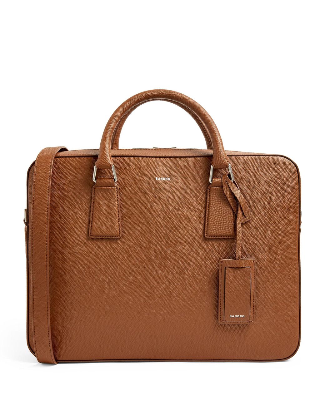 Sandro Leather Slim Briefcase in Brown for Men Lyst UK