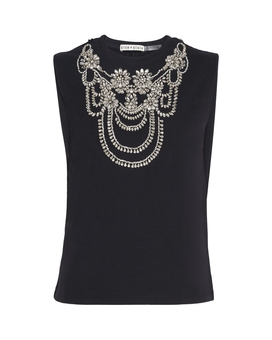 トップス alice auaa necklace printed tunk top Alice + Olivia Cotton Embellished Dede Tank Top in Black | Lyst
