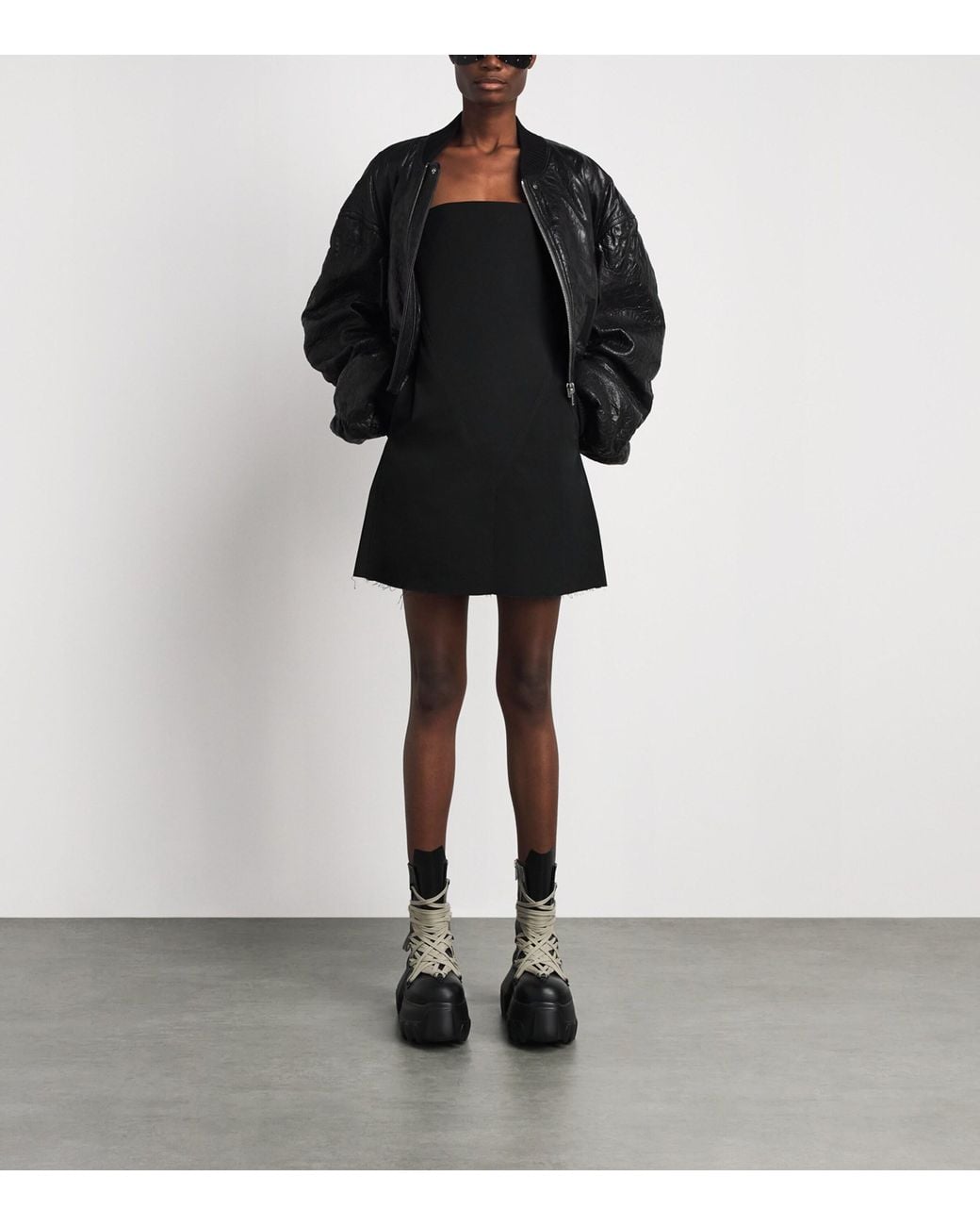 Rick Owens Black Stretch-Cotton Sheath Midi Skirt