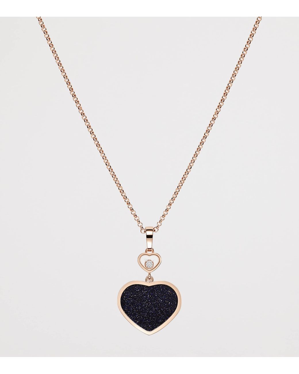 Chopard Metallic Diamond And Aventurine Happy Hearts Pendant Necklace
