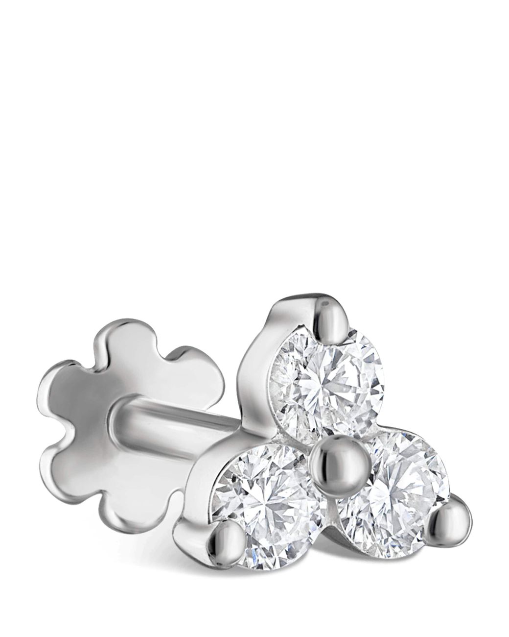 Maria Tash White Diamond Trinity Threaded Stud Earring