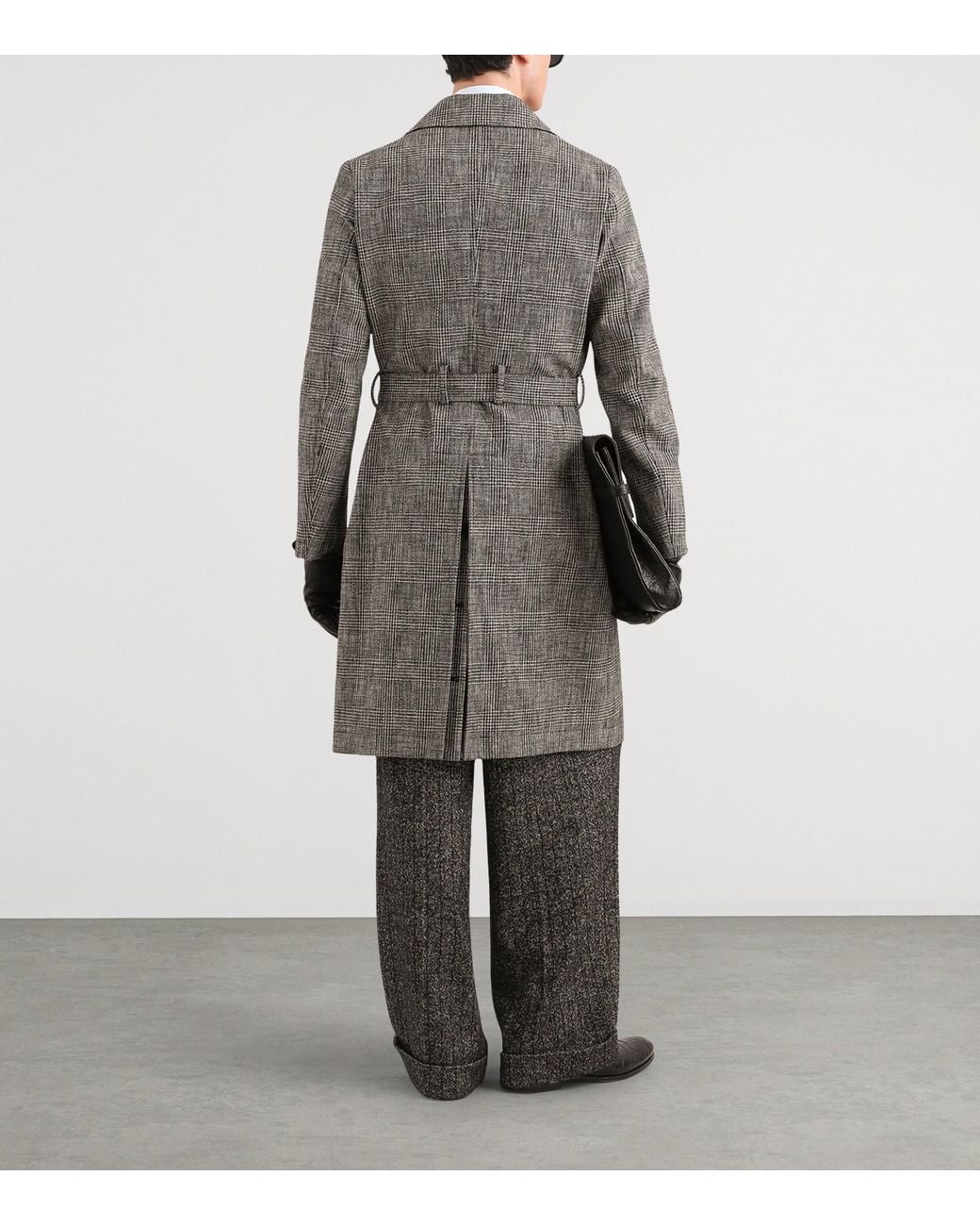 Dolce & Gabbana Gray Prince Of Wales Check Trench Coat for men