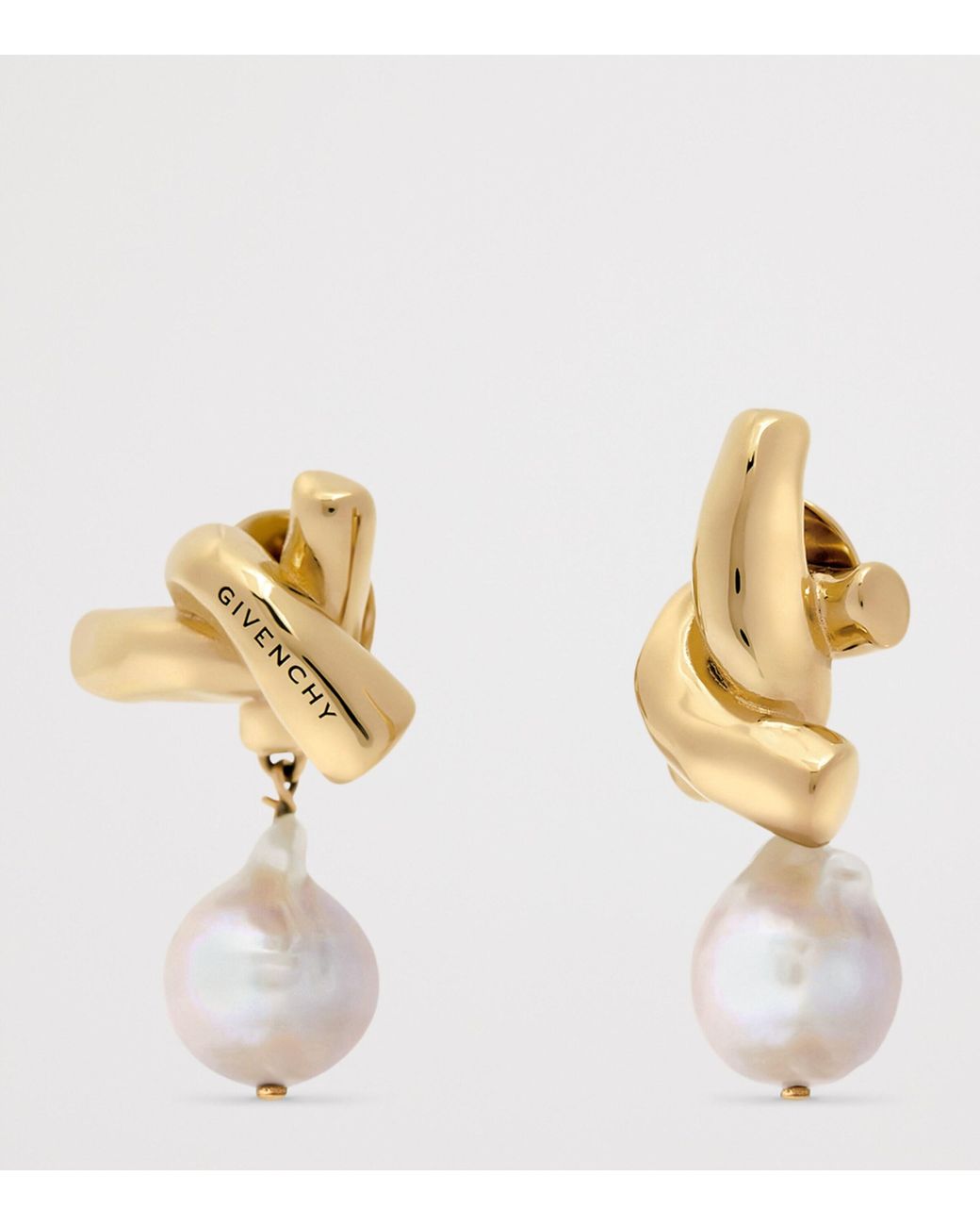Givenchy Metallic Chain Link Asymmetric Pearl Earrings