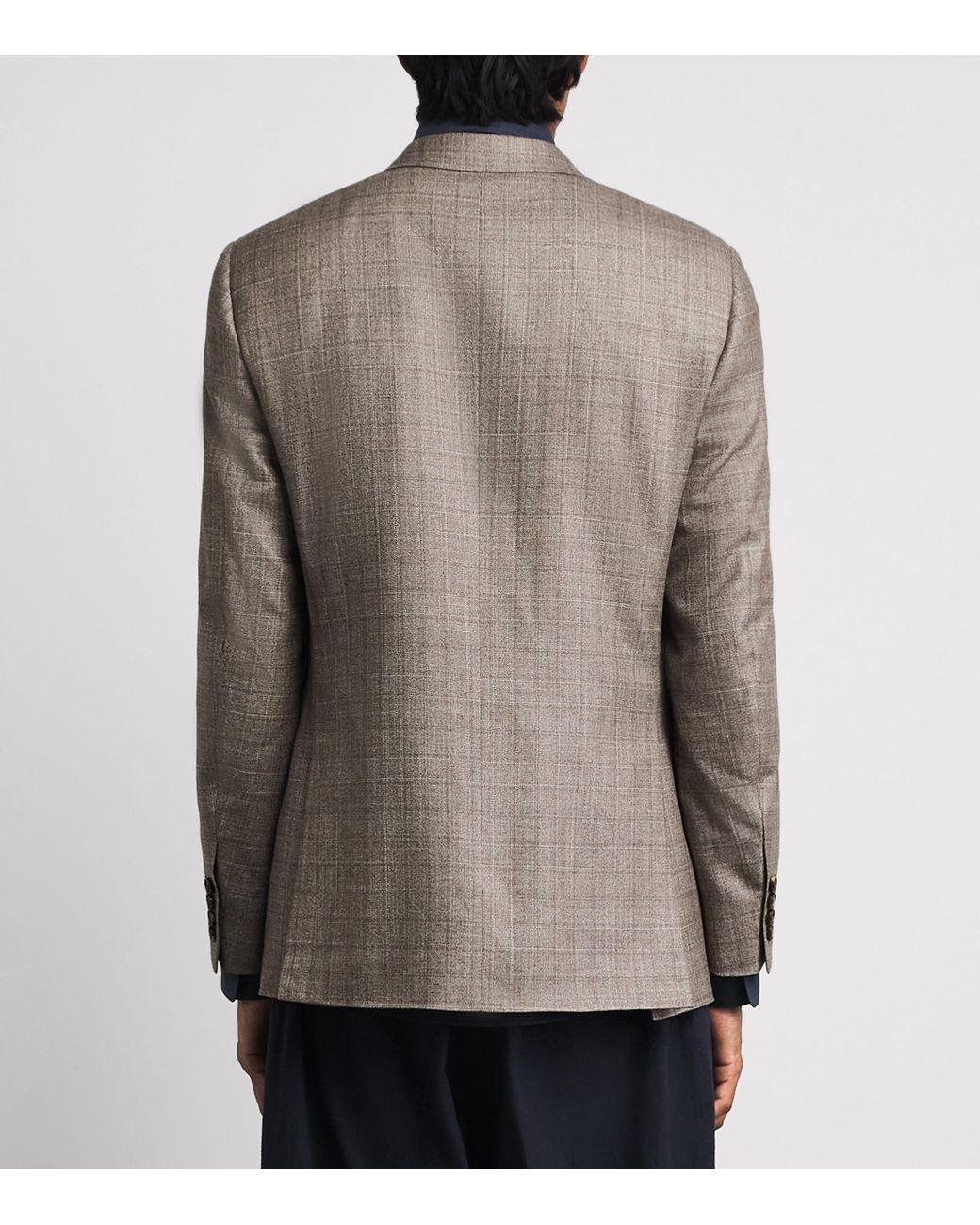 Canali Brown Silk-Cashmere Check Blazer for men