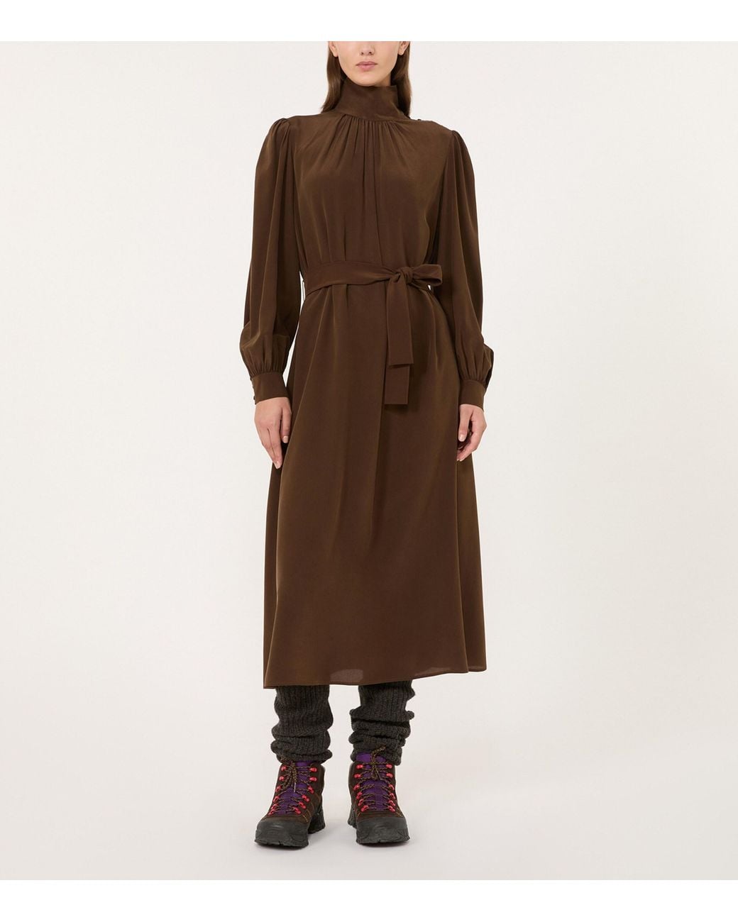 Weekend by Maxmara Brown Silk Maxi Dress