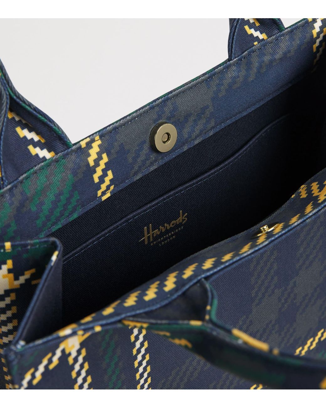Harrods Blue Small Tartan Tote Bag