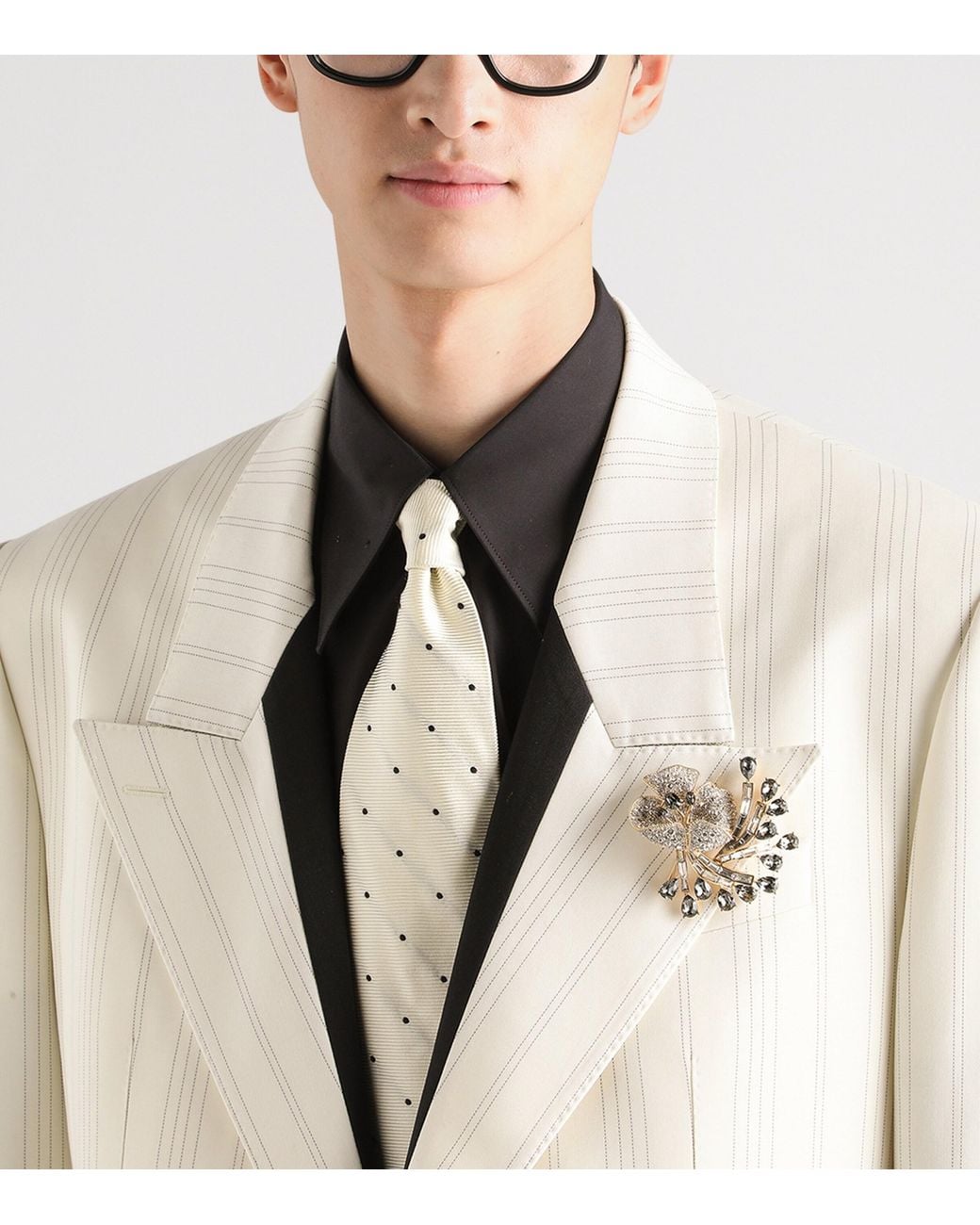 Dolce & Gabbana White Virgin Wool Pinstripe Double-Breasted Blazer for men