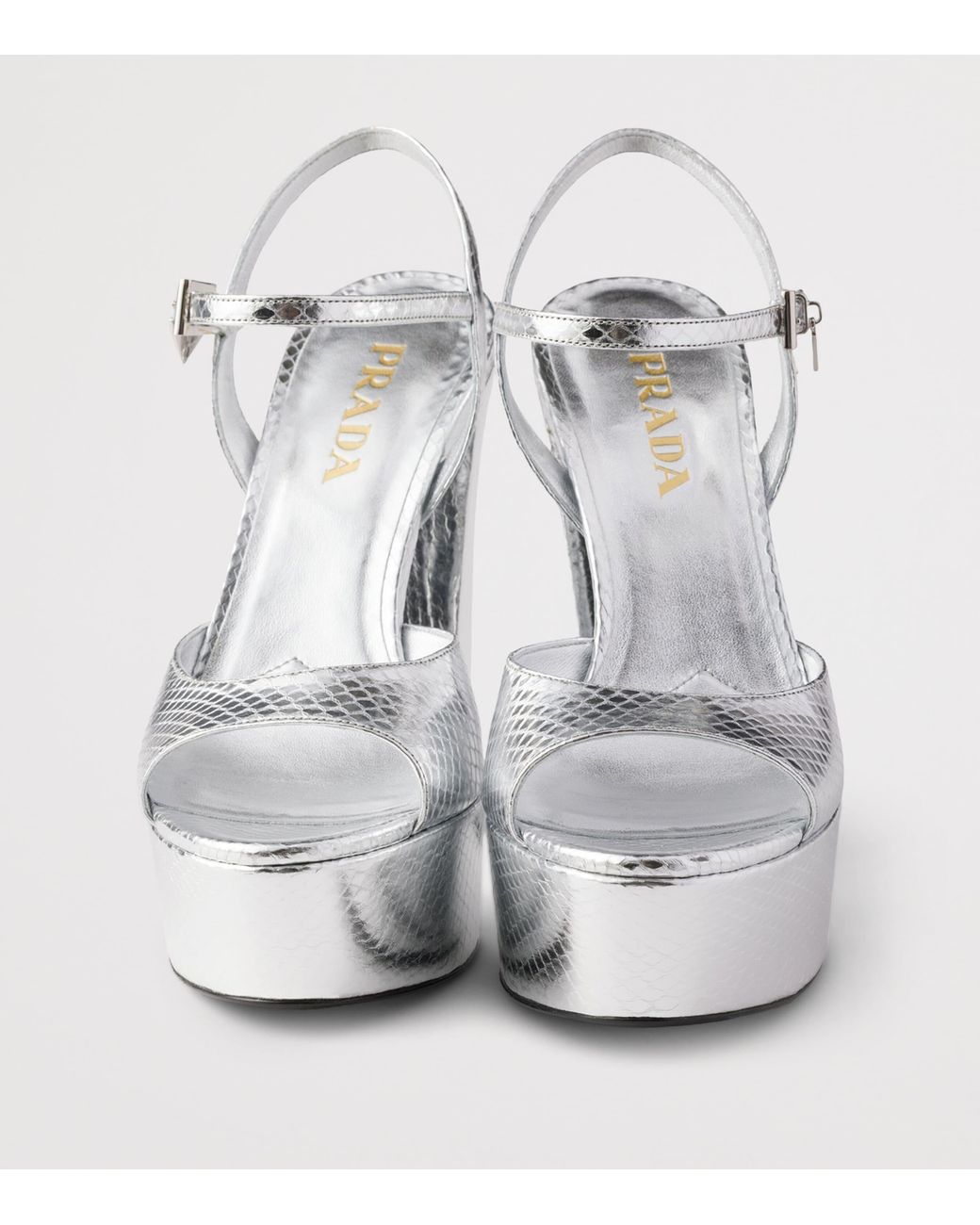 Prada White Snakeskin Platform Sandals 115