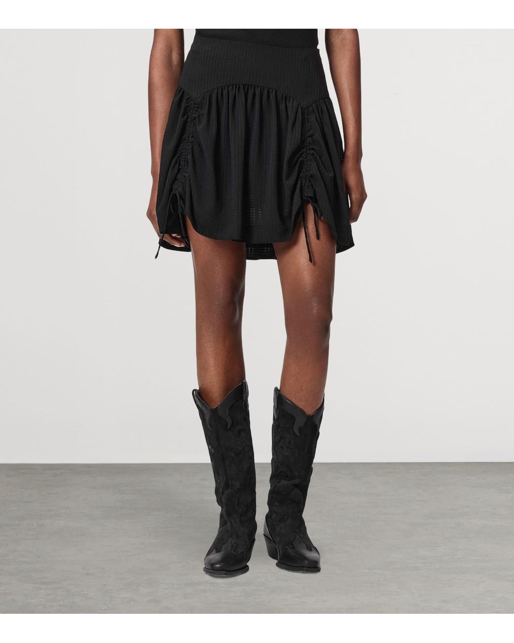 AllSaints Black Check Aria Mini Skirt