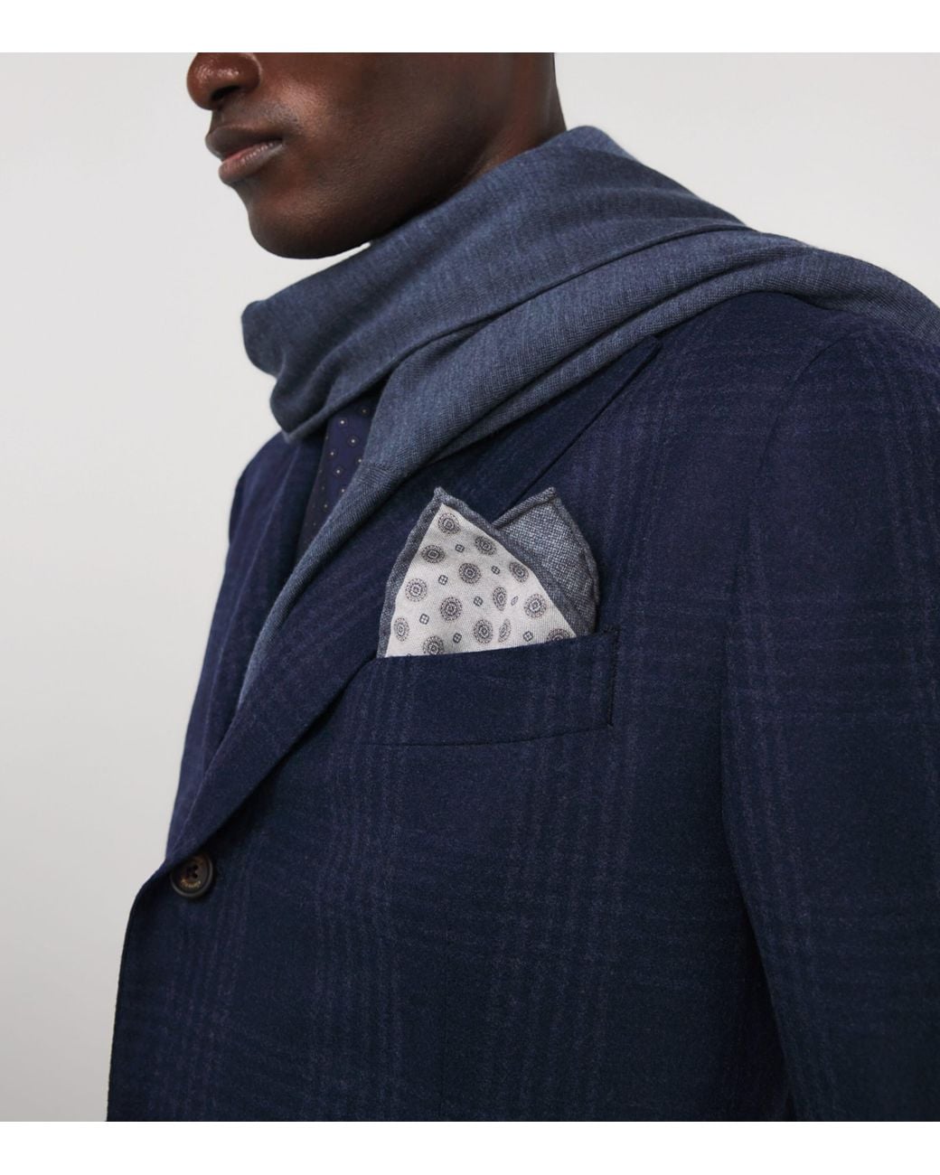 Eleventy Black Cotton-Wool Pocket Square for men