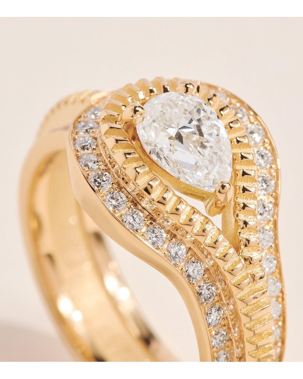 Azlee Natural And Diamond Dewdrop Ring