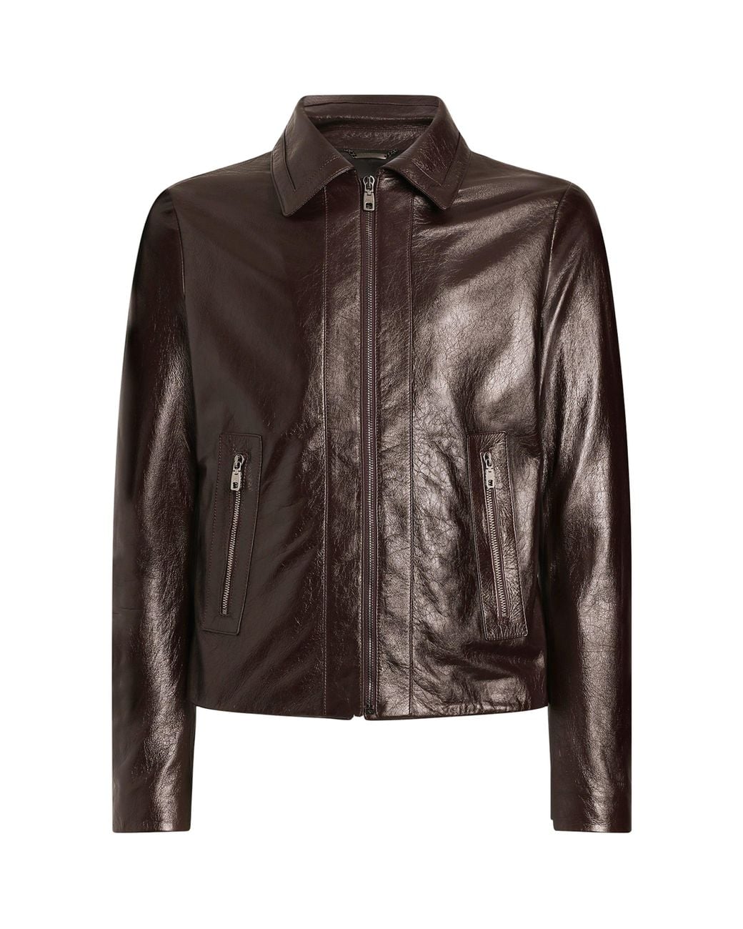 Dolce & Gabbana Brown Leather Jacket for men