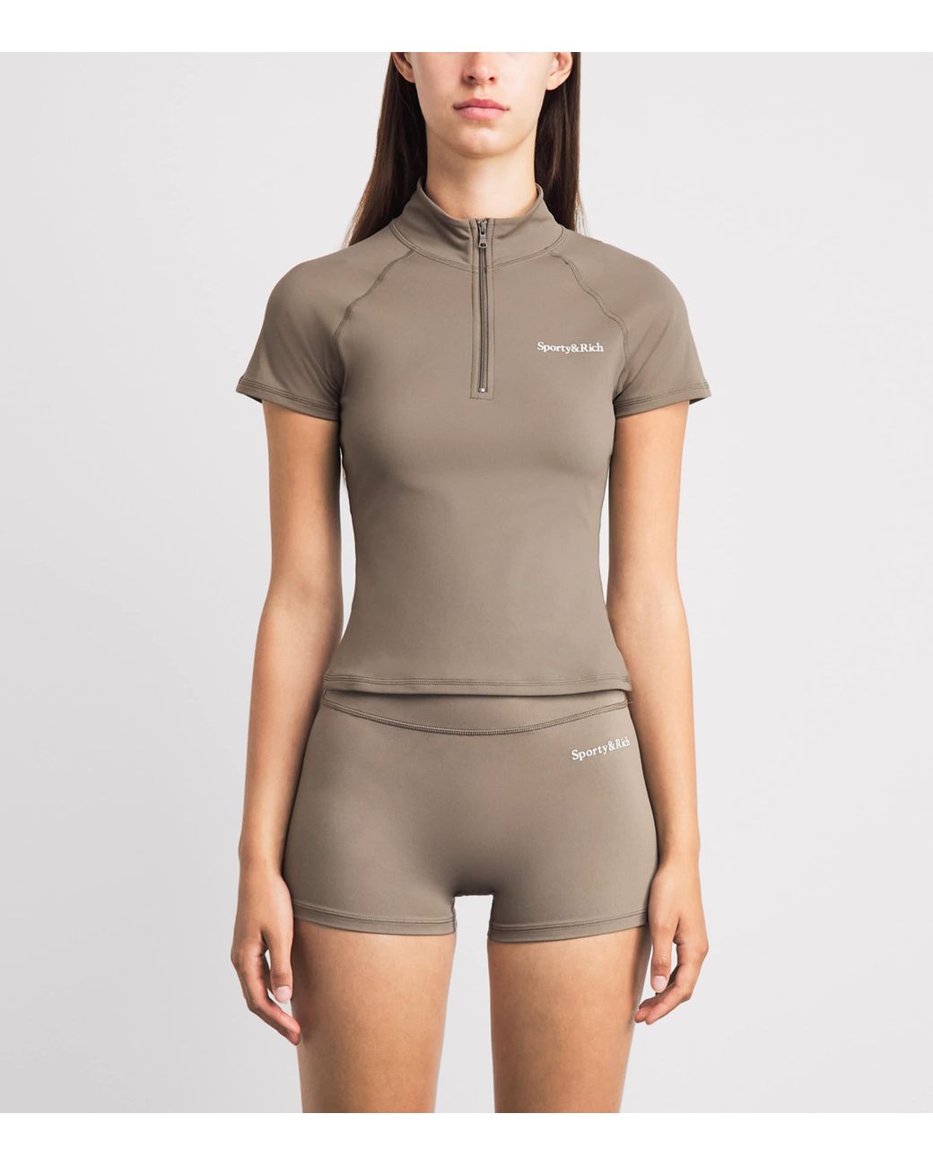 Sporty & Rich Gray Logo Serif Quarter-Zip Top