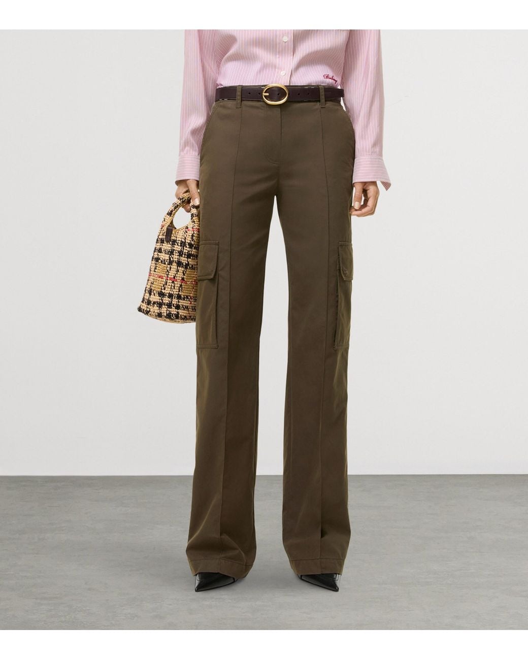 Burberry Brown Gabardine Cargo Trousers