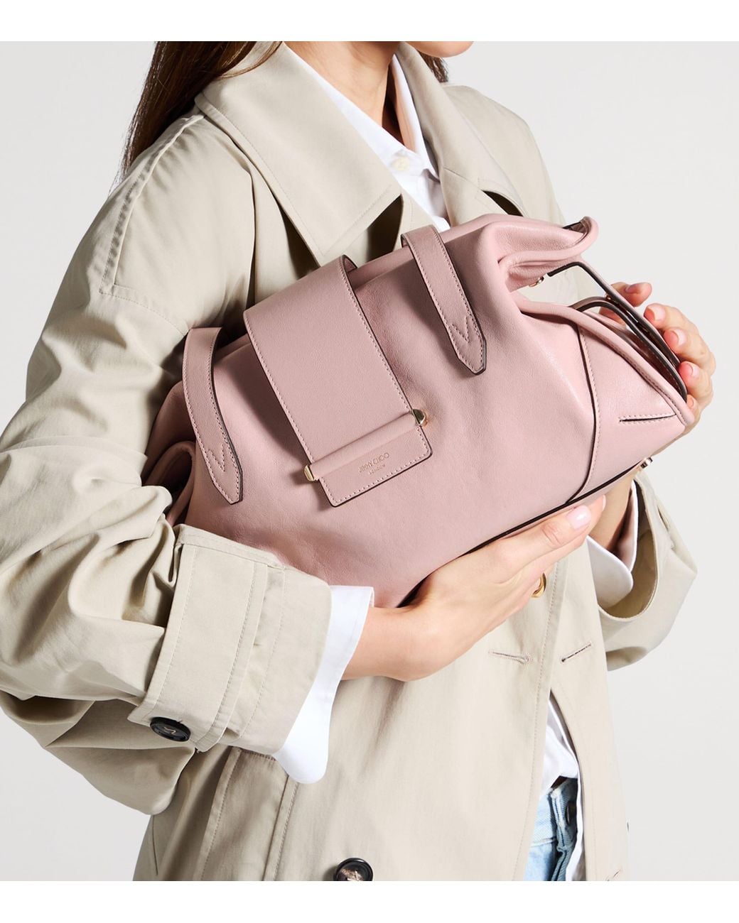 Jimmy Choo Pink Medium Leather Bar Holdall Bag