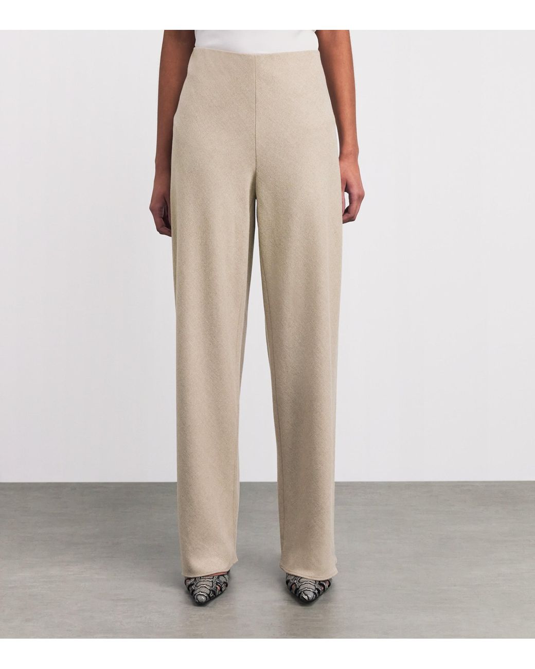 Vince Natural Wool-Blend Wide-Leg Trousers