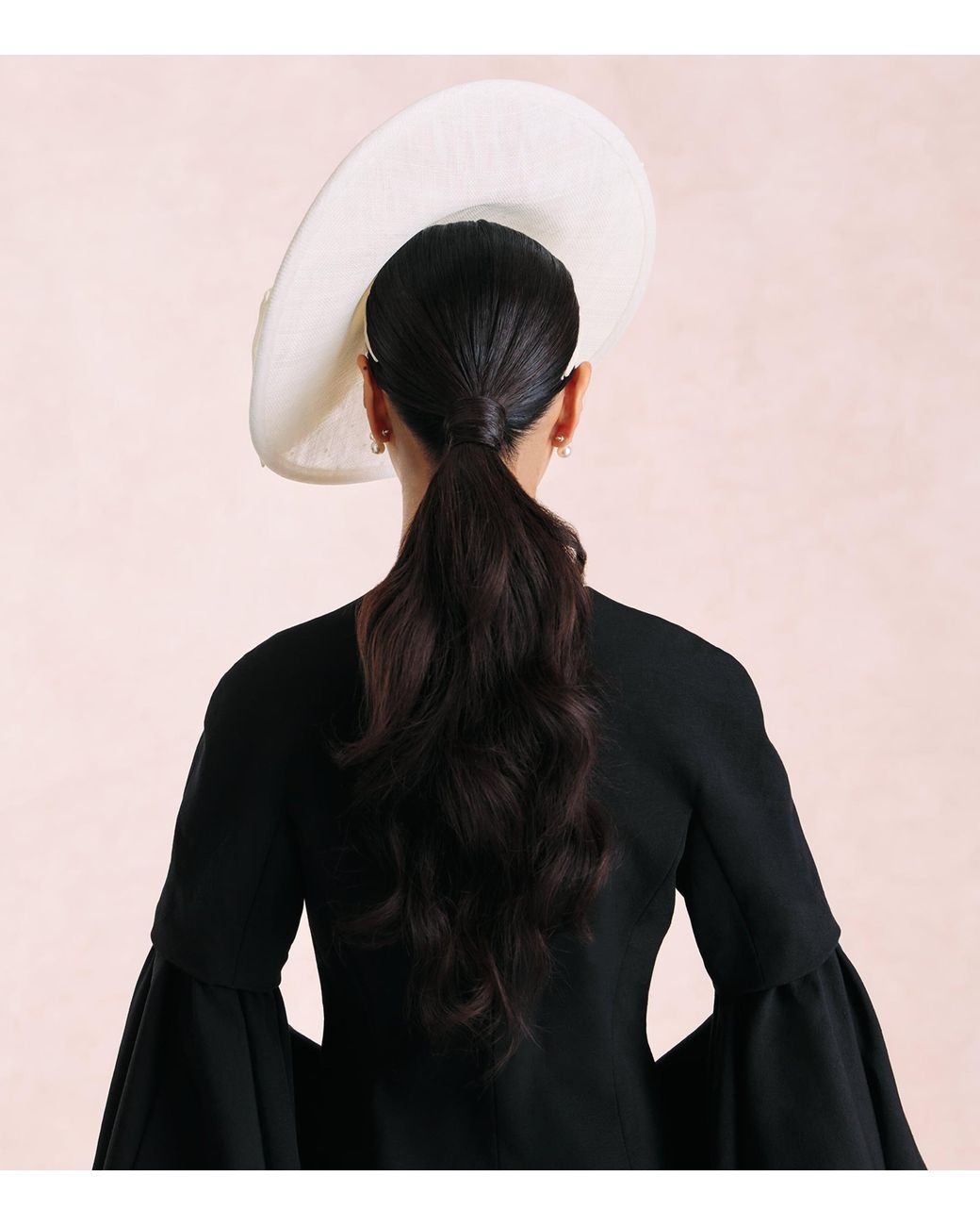 Victoria Grant Black Sinamay Straw Silk Bow Disc Hat