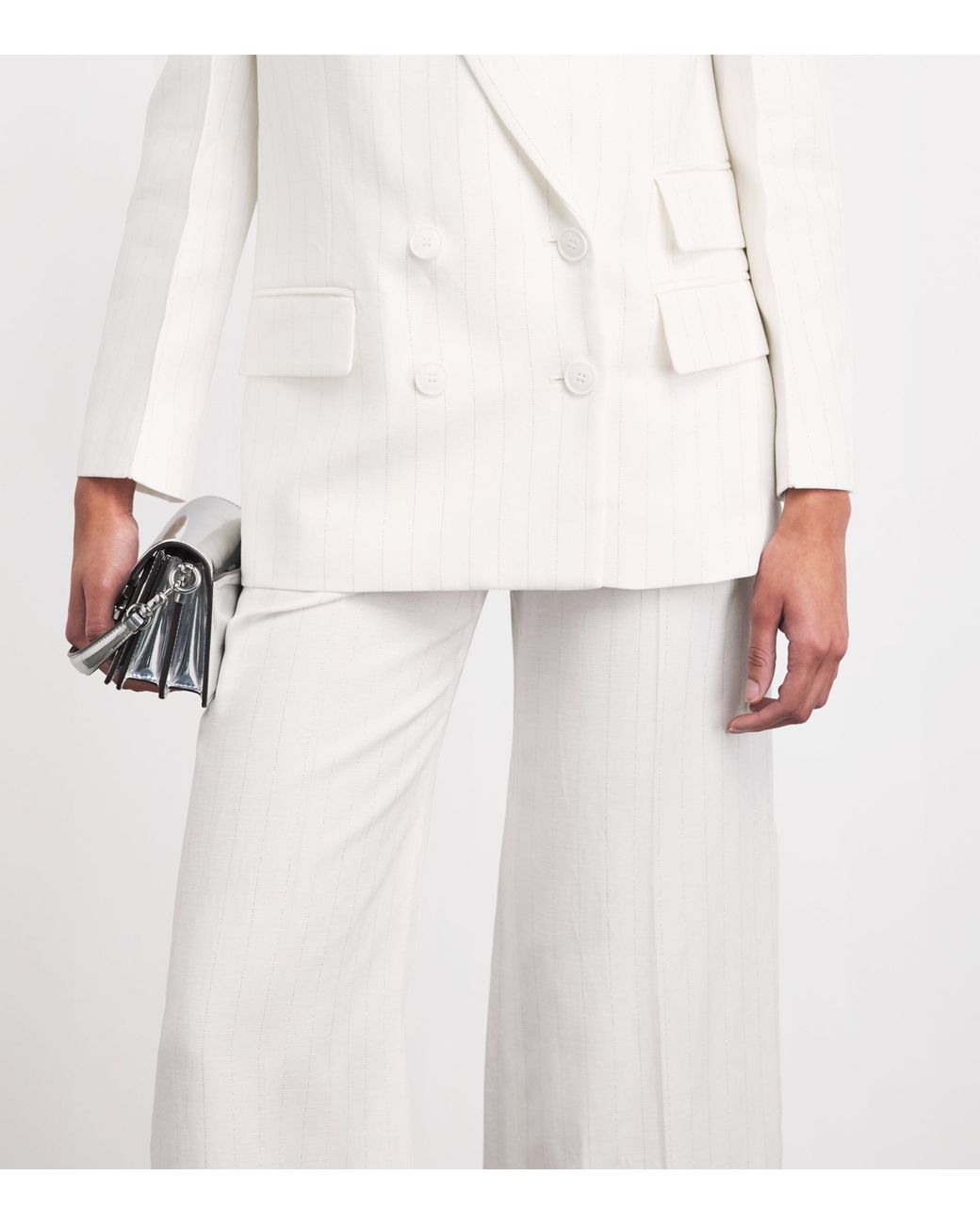 Maje White Stripe Wide-Leg Trousers