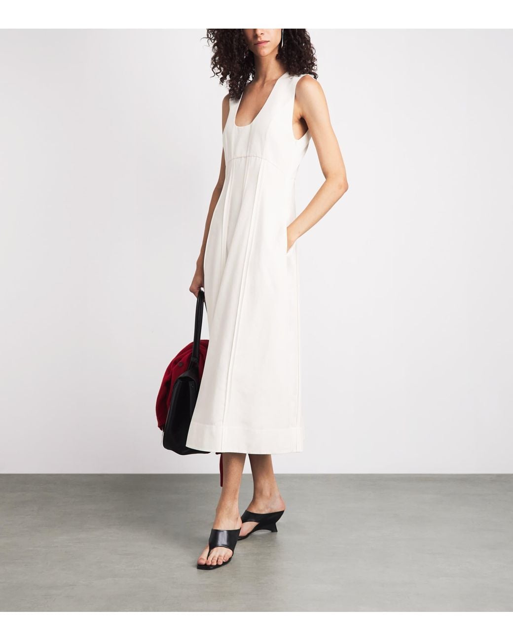 Rohe White Cotton Poplin Sculptural Midi Dress