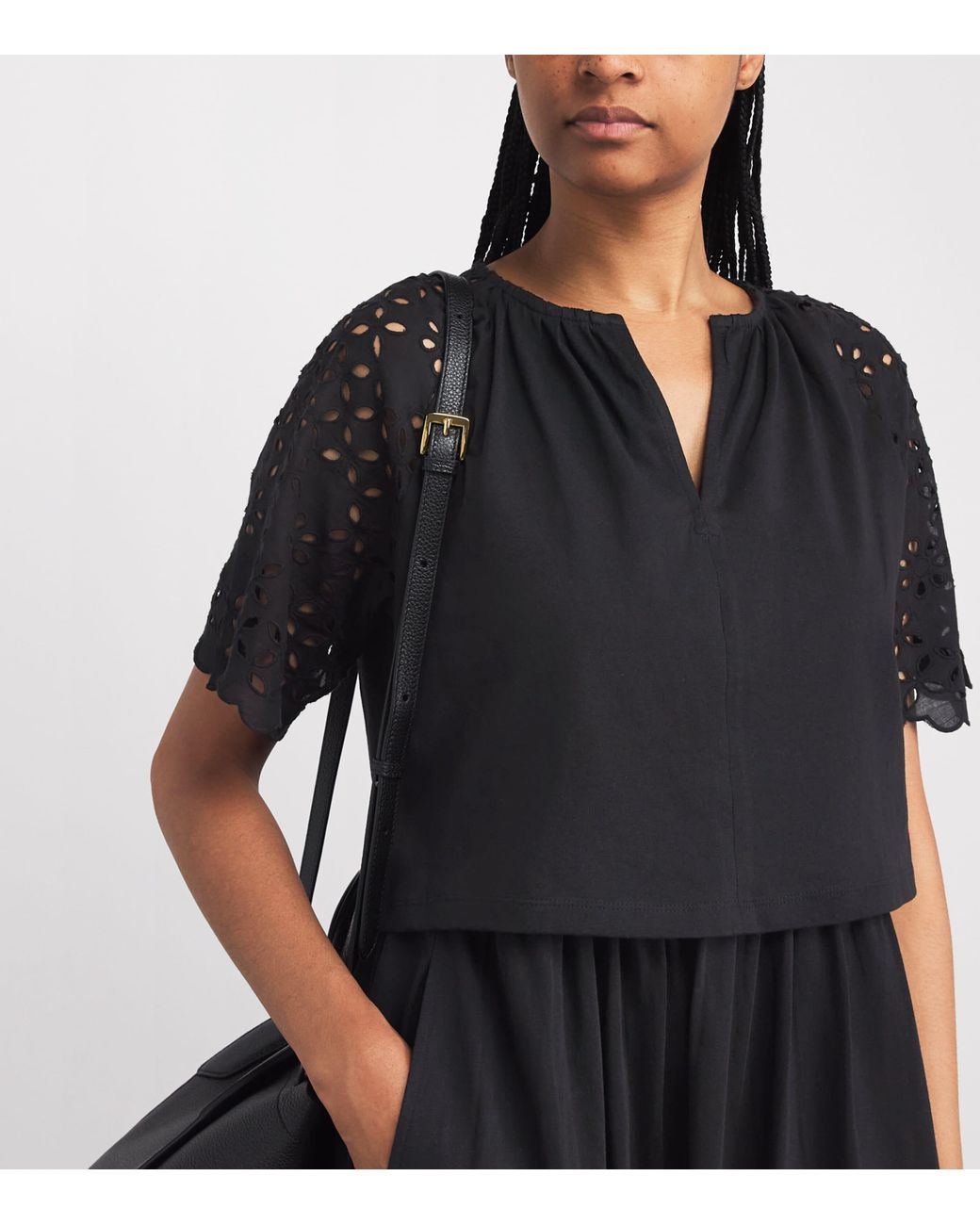 ME+EM Black Broderie Anglaise 2-In-1 Maxi Dress
