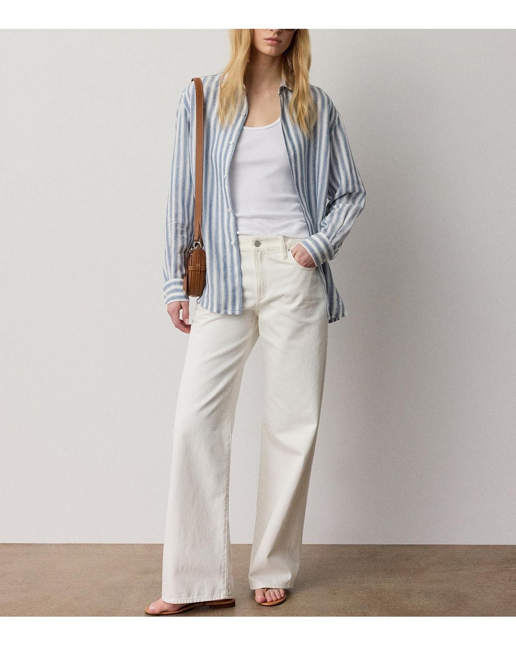 Ralph Lauren Blue Linen Capri Shirt