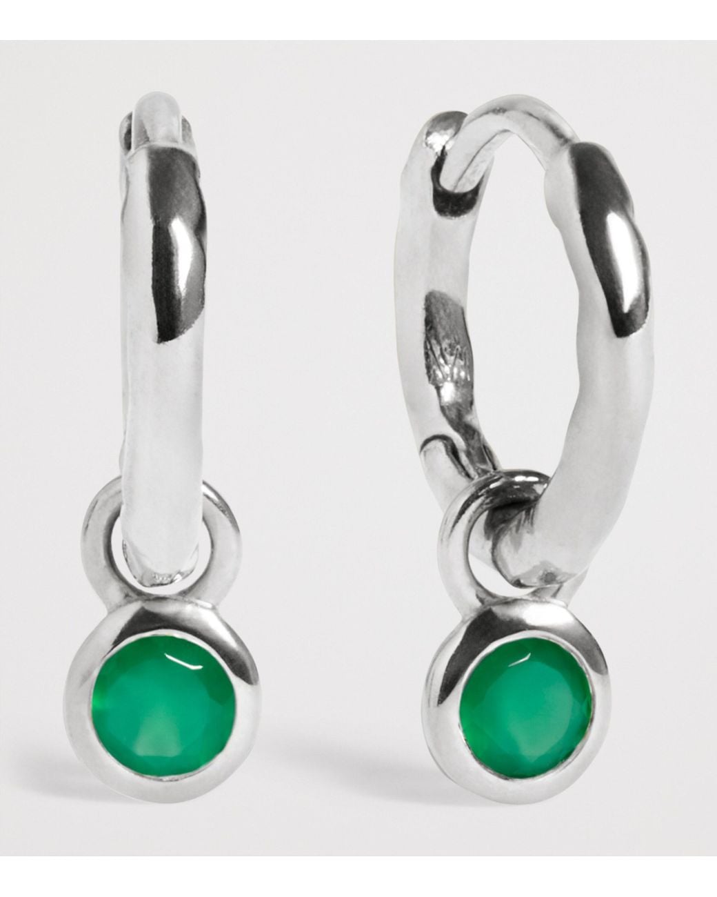 Monica Vinader Green Sterling And Onyx May Birthstone Huggie Earrings
