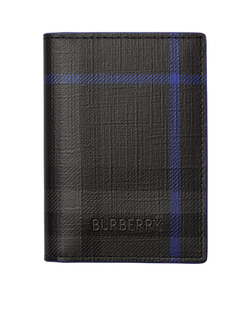 Burberry Black City Check Folding Card Holder for men