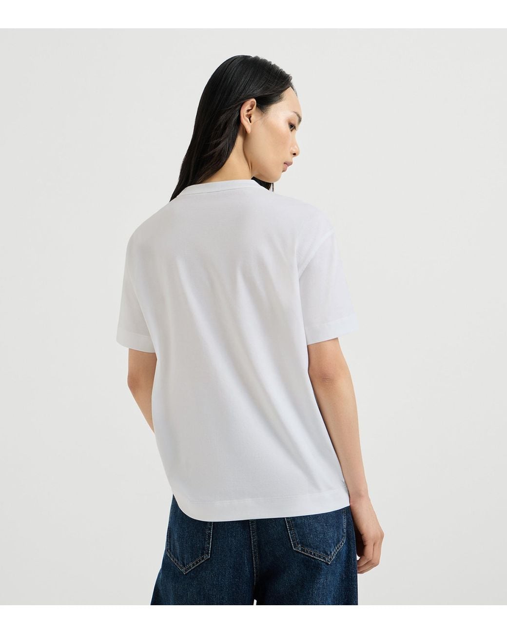 Brunello Cucinelli White Cotton Embroidered T-Shirt