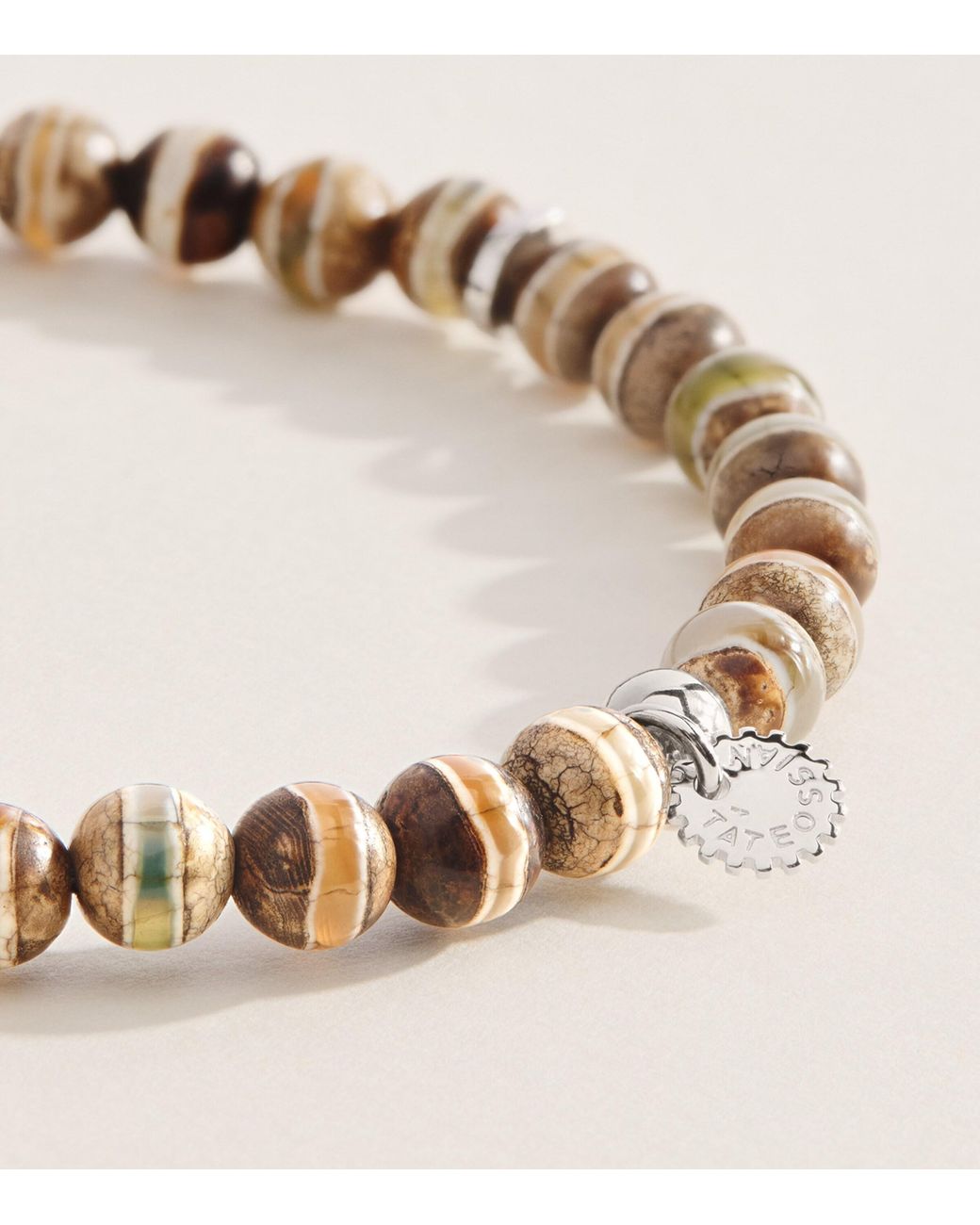 Tateossian Natural Sterling And Agate Stonehenge Graffiato Bracelet for men